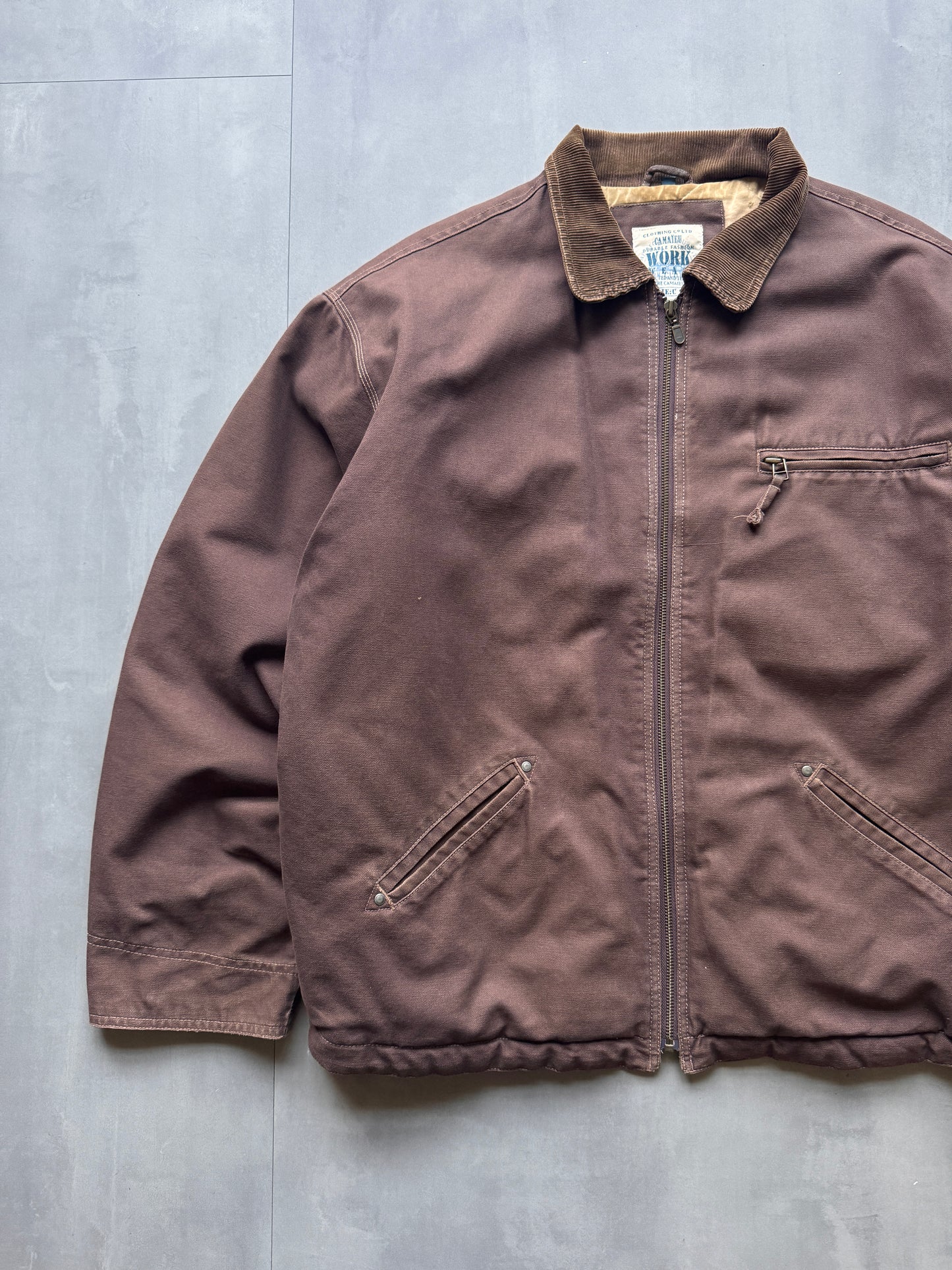 VINTAGE WORKWEAR BROWN LINED DETROIT JACKET - XL