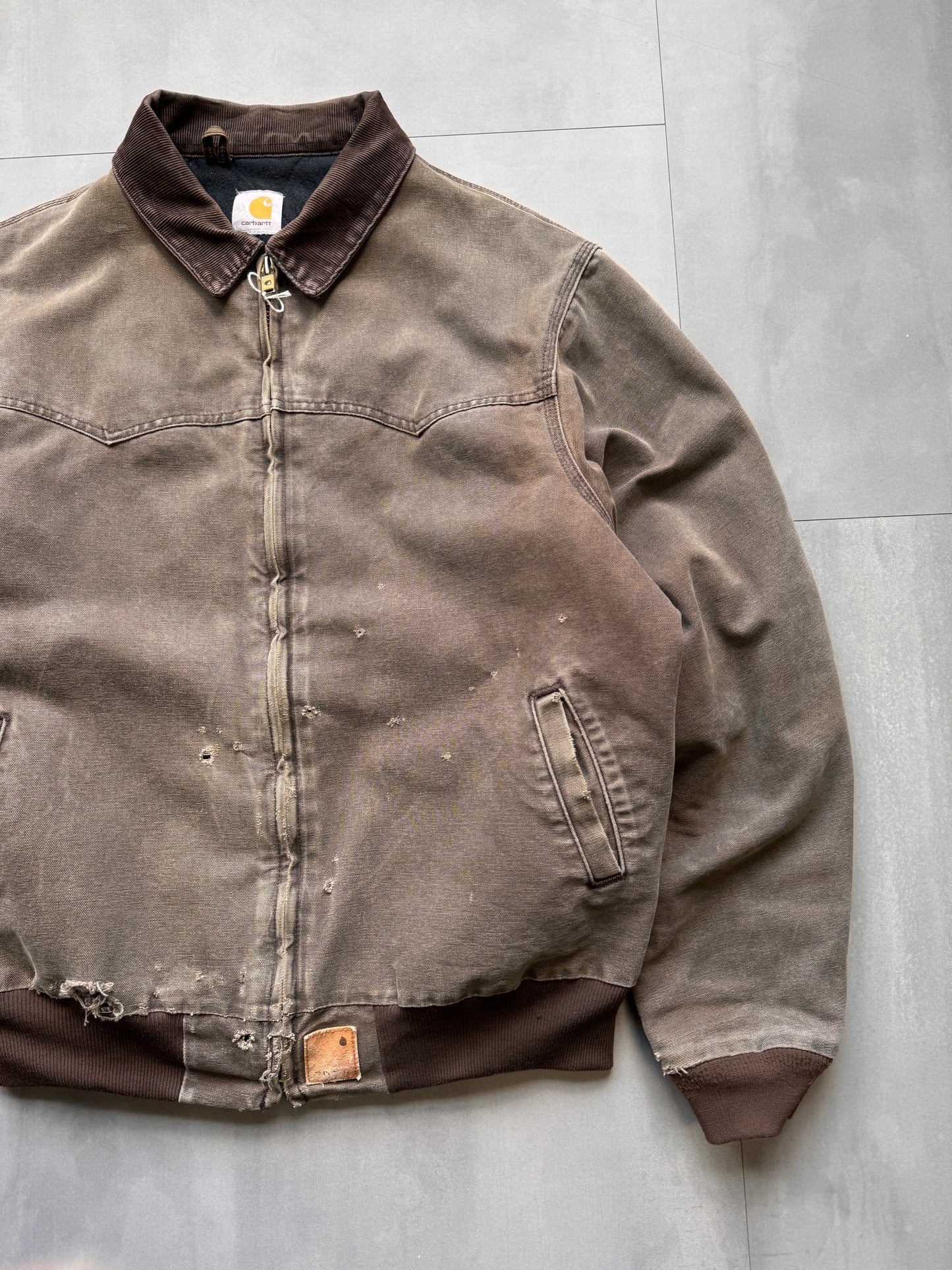 VINTAGE CARHARTT FADED BROWN SANTE FE JACKET - XLARGE