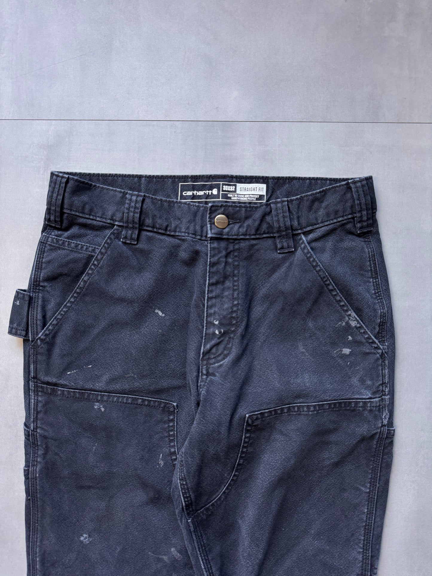 VINTAGE CARHARTT BLACK DOUBLE KNEE CARPENTER PANTS - 32