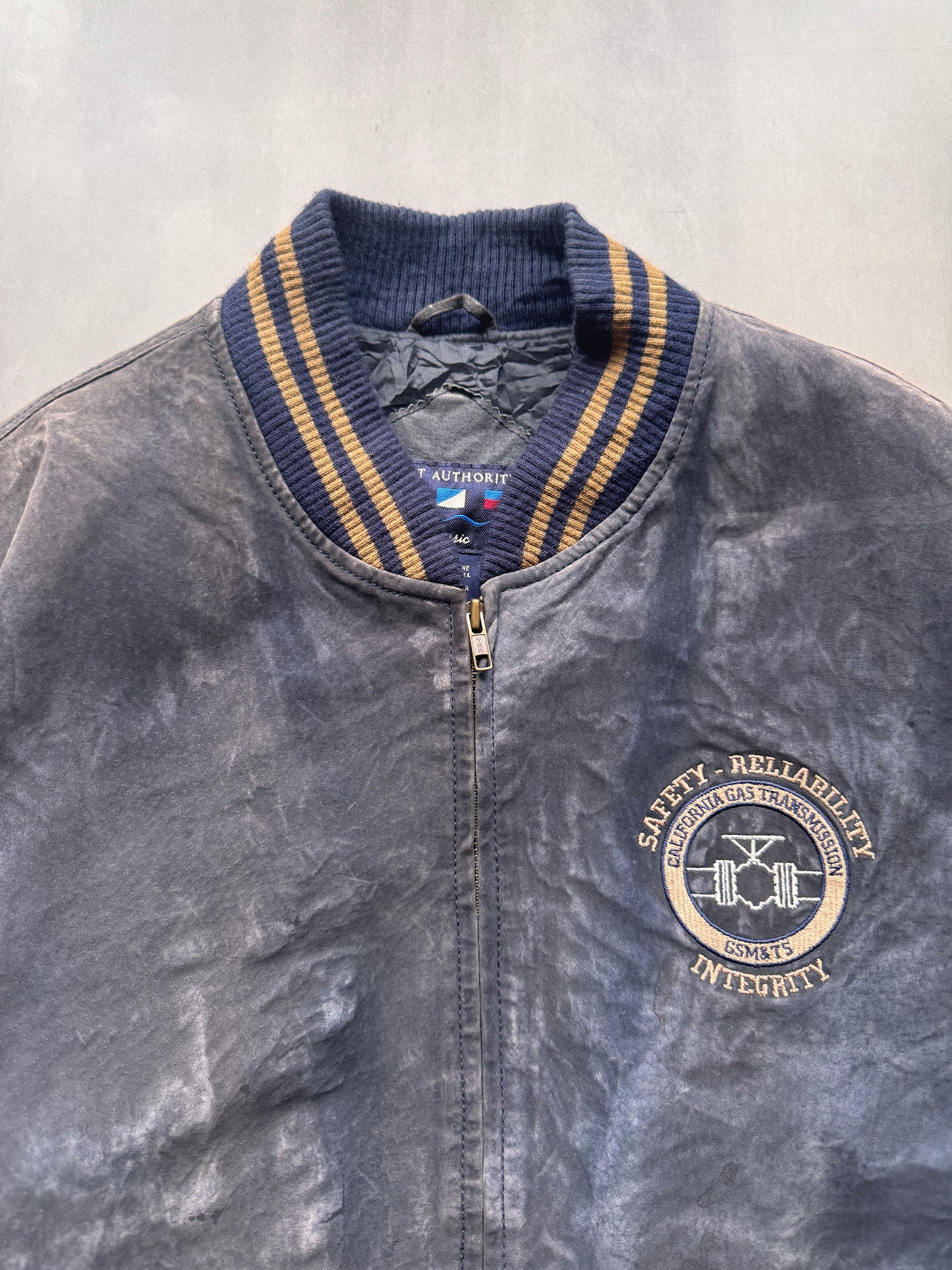 VINTAGE PORT AUTHORITY SUEDE BOMBER JACKET - M