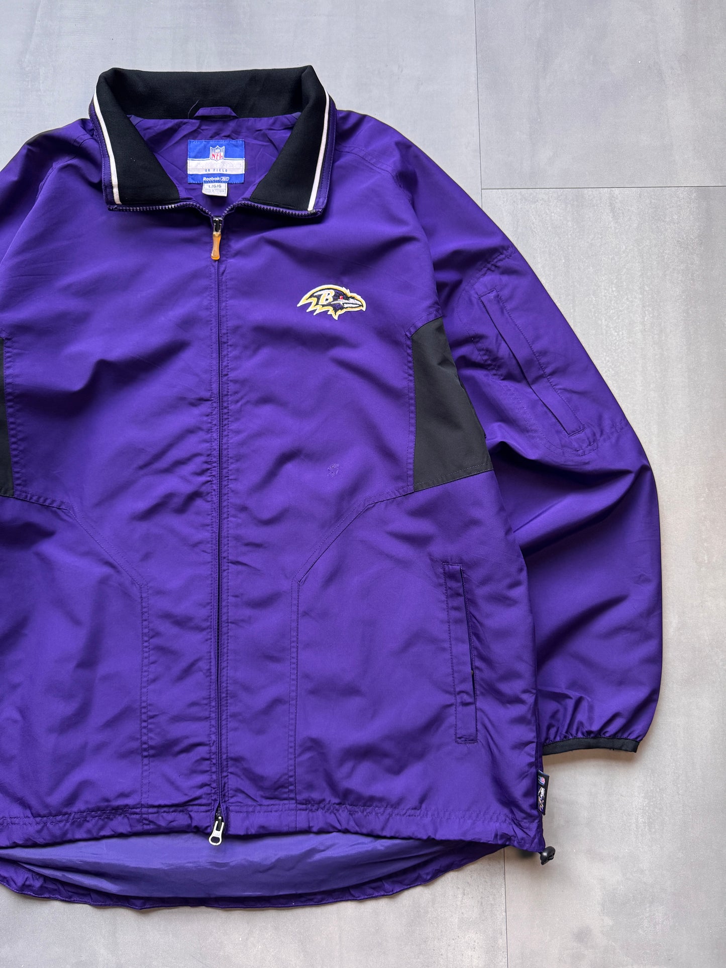 VINTAGE NFL REEBOK BALTIMORE RAVENS PURPLE TRACK JACKET - L