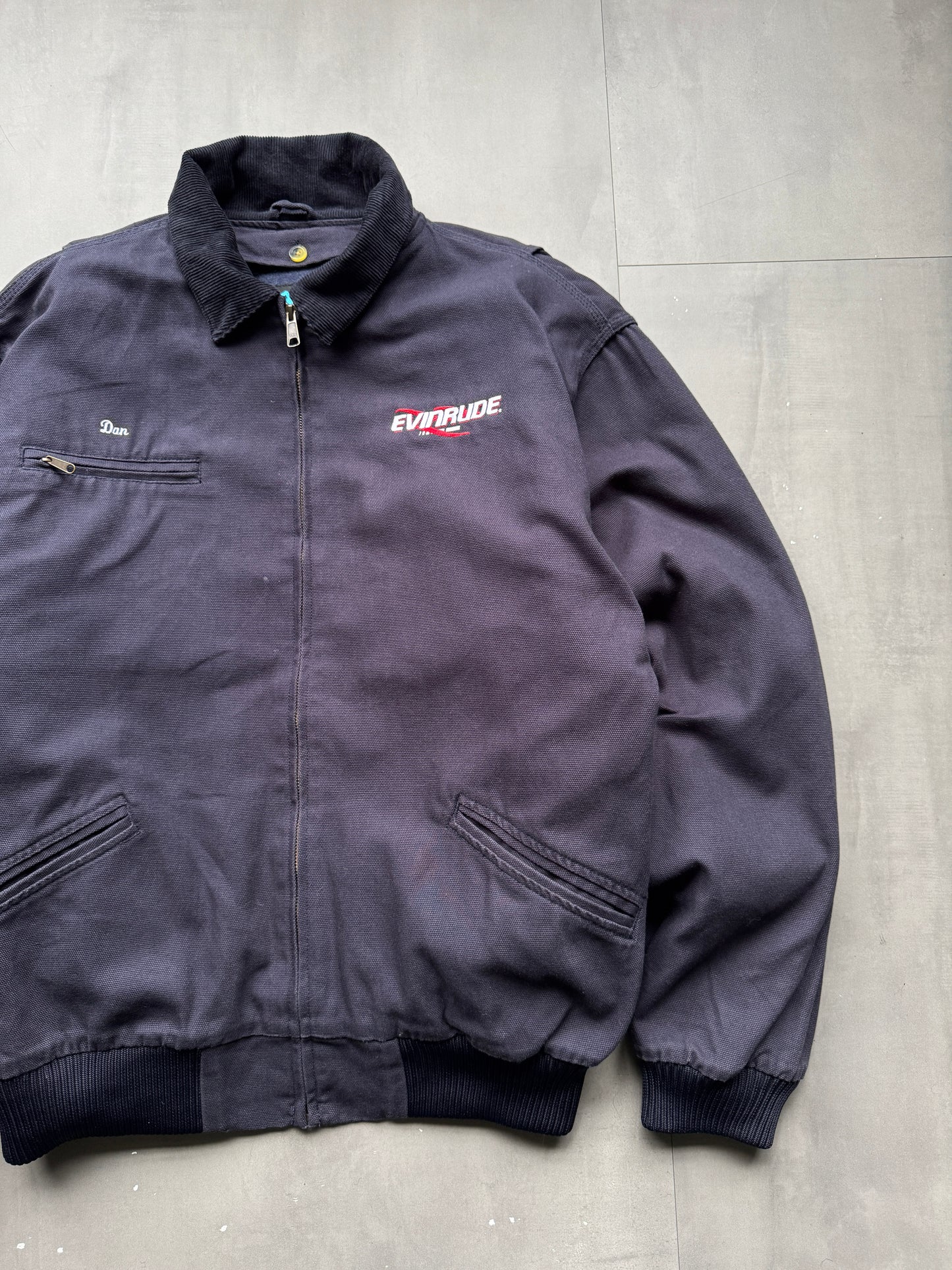 VINTAGE TRI-MOUNTAIN NAVY LINED SANTA FE JACKET- XL