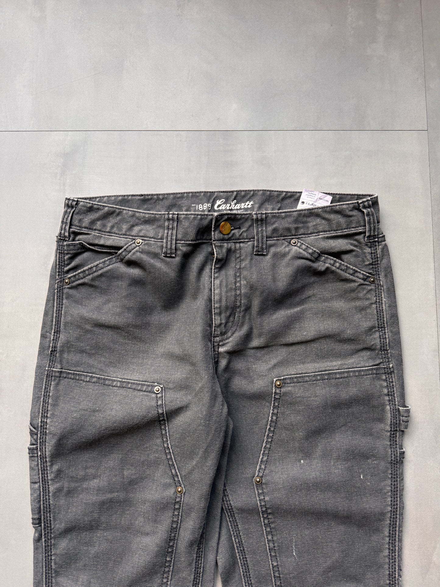 VINTAGE CARHARTT DOUBLE KNEE GREY CARPENTER PANTS - 30