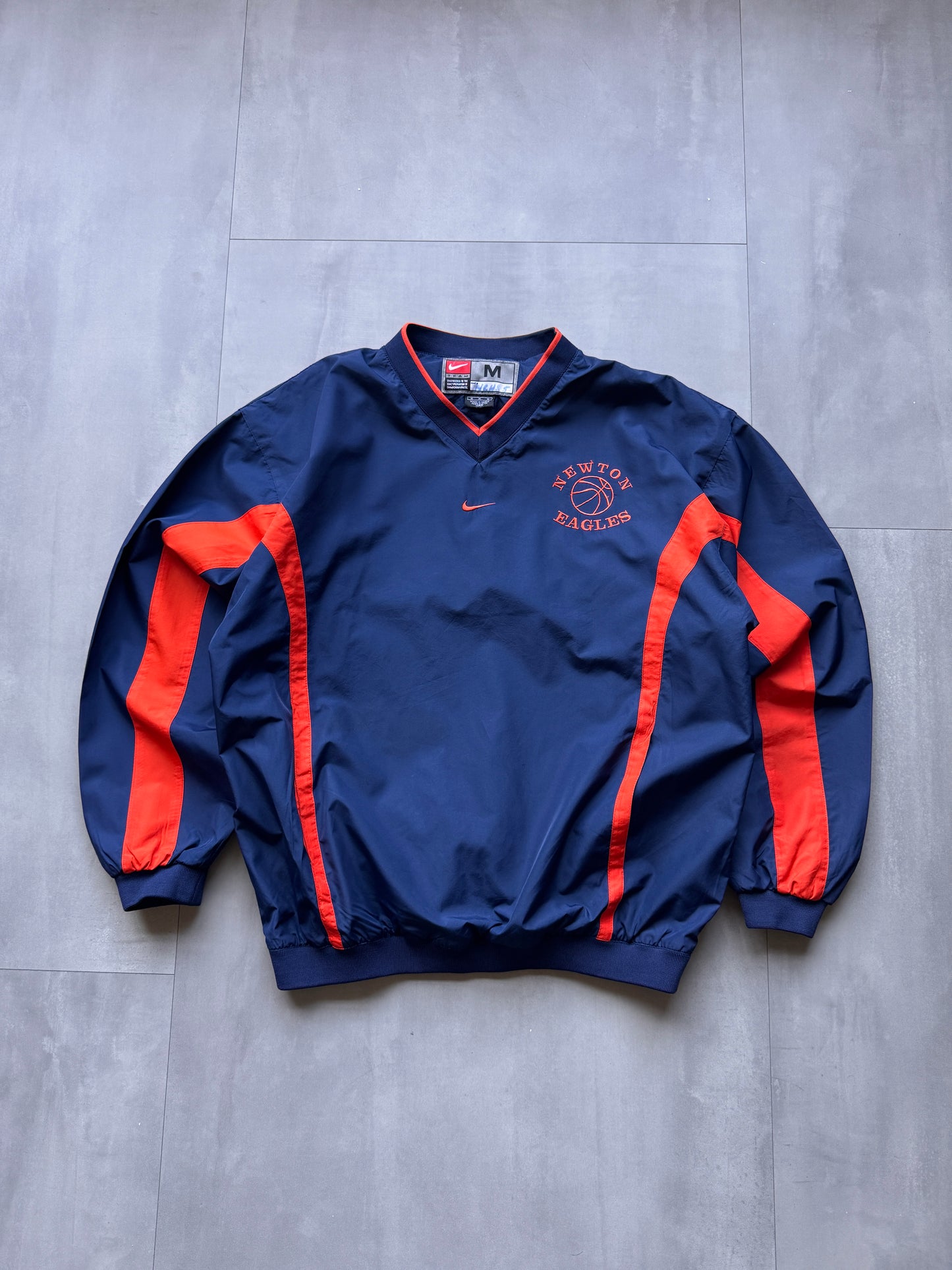 VINTAGE NIKE NEWTON EAGLES NAVY/ORANGE WINDBREAKER - M