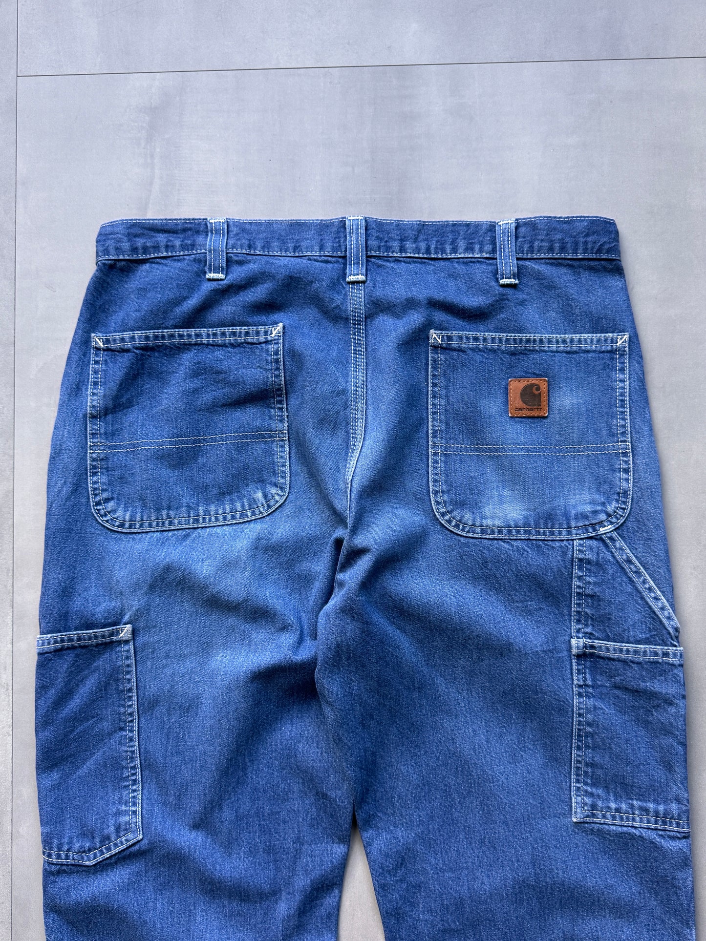 VINTAGE CARHARTT LIGHT WASHED DISTRESSED DENIM CARPENTER PANTS - 30