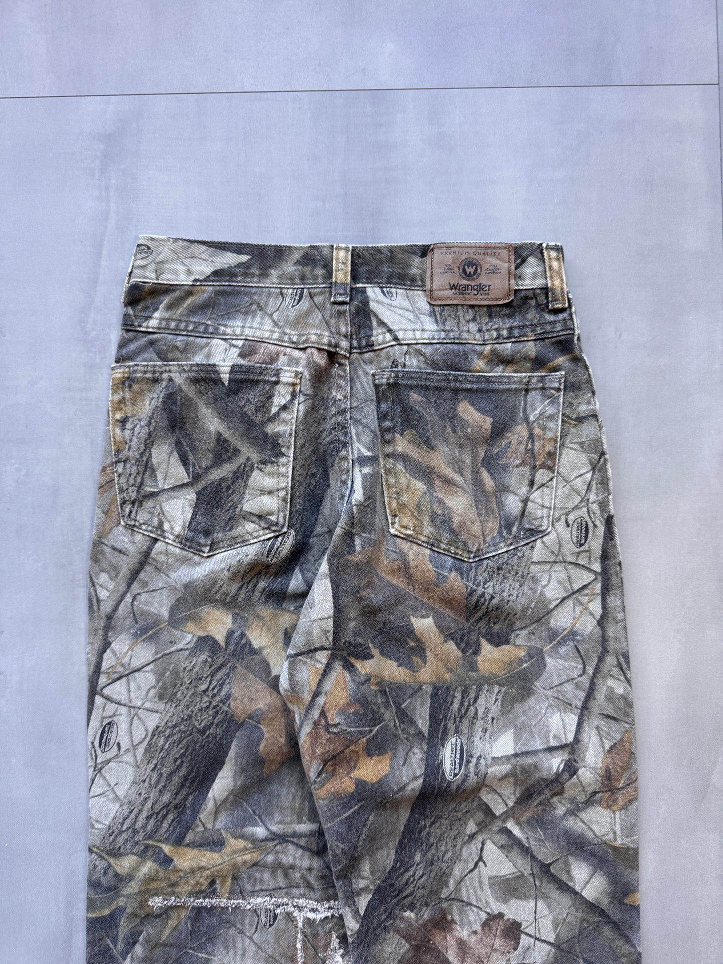 VINTAGE WRANGLER REALTREE FADED CAMO DOUBLE KNEES PANTS - L26