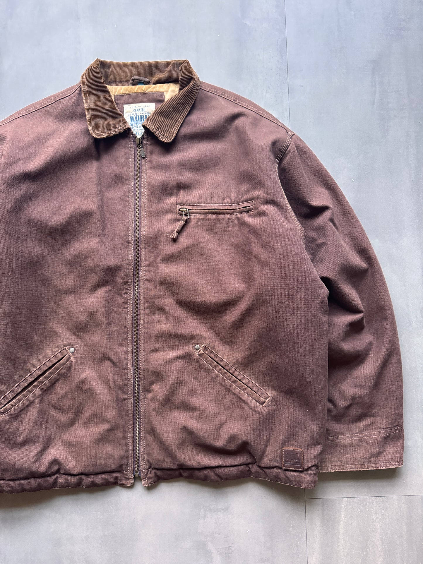 VINTAGE WORKWEAR BROWN LINED DETROIT JACKET - XL
