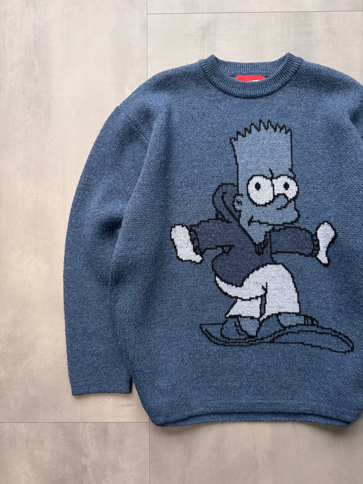 VINTAGE BART SIMPSON BLUE KNIT SWEATER - LARGE