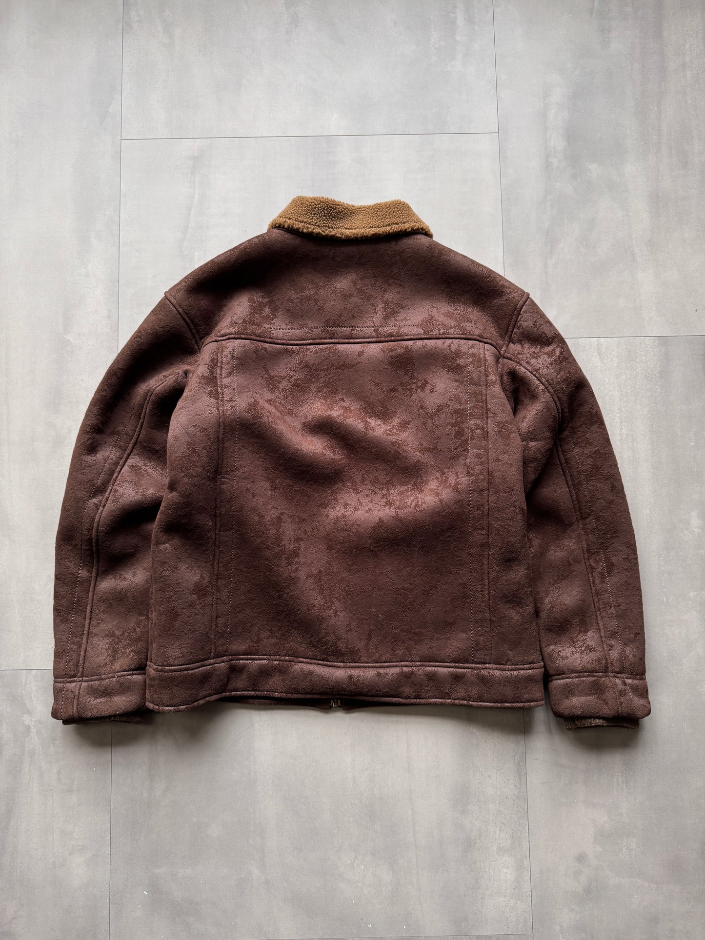 VINTAGE COLUMBIA SHERPA LINED SUEDE JACKET - XLARGE