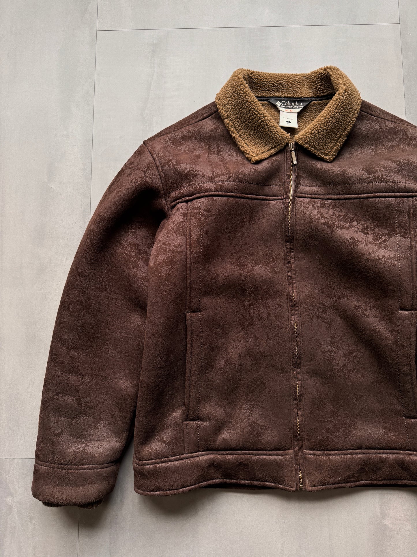 VINTAGE COLUMBIA SHERPA LINED SUEDE JACKET - XLARGE