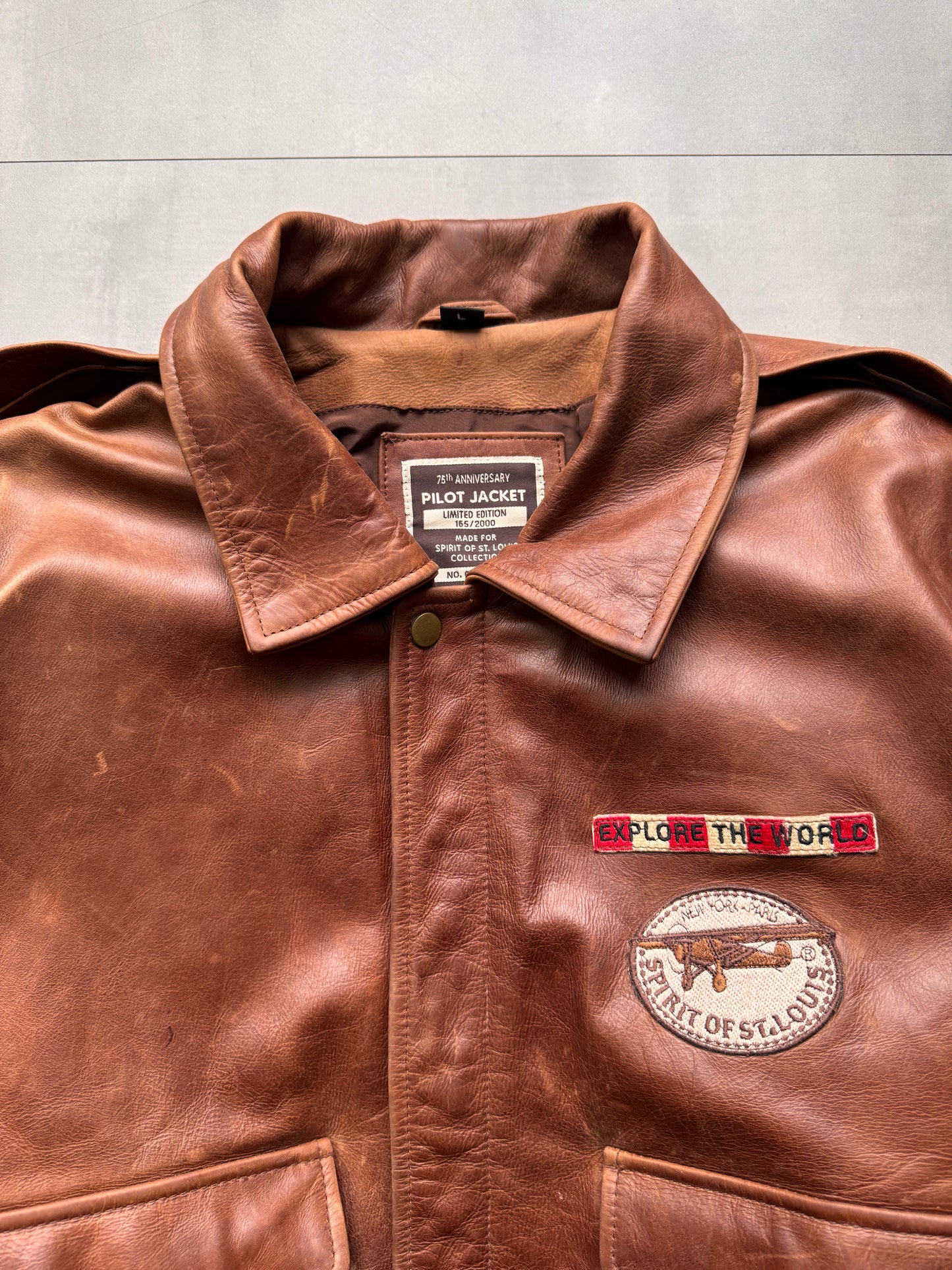 VINTAGE 75TH ANNIVERSARY LEATHER PILOT JACKET - XLARGE
