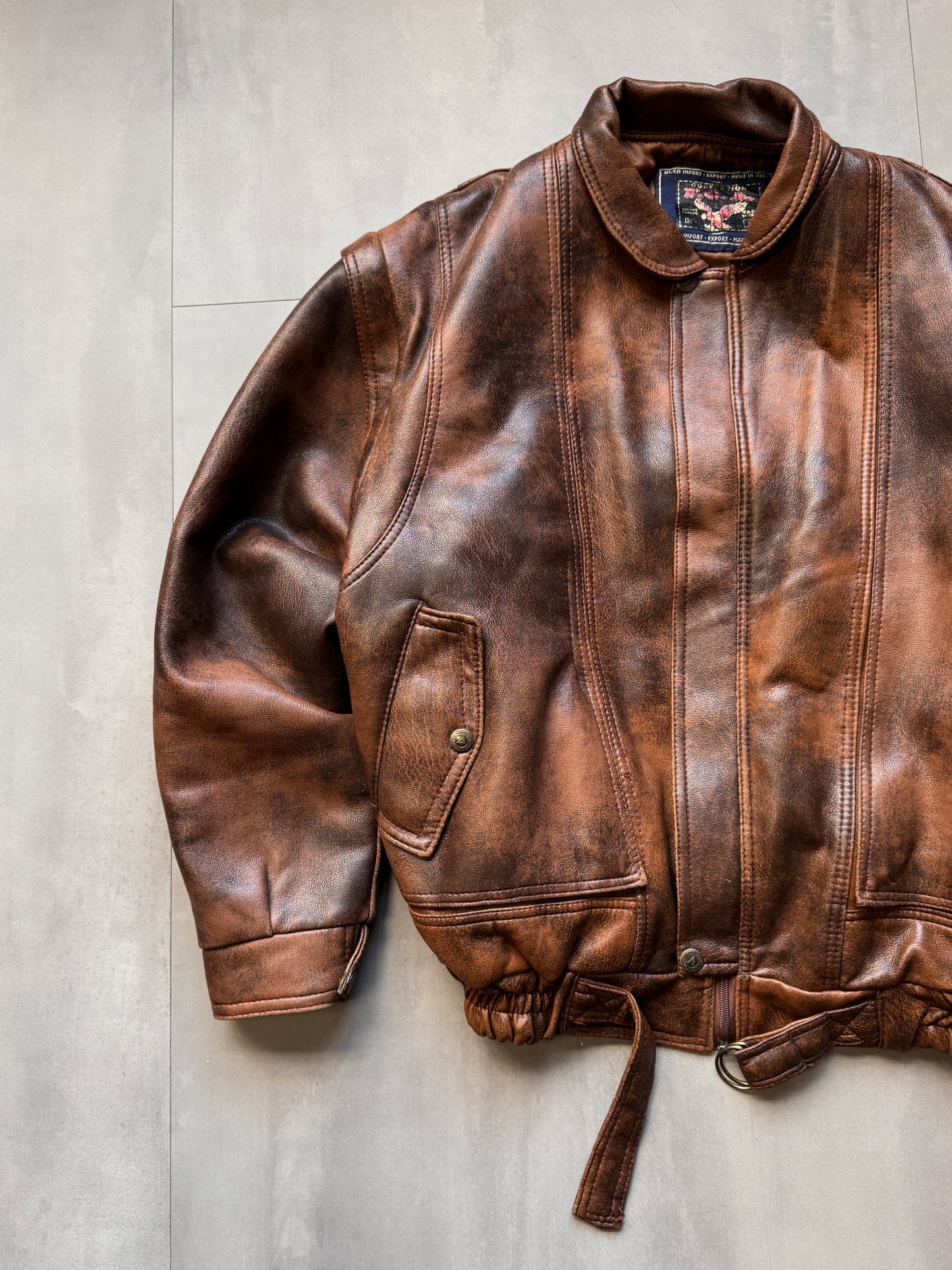 BROWN FAUX LEATHER JACKET - LARGE
