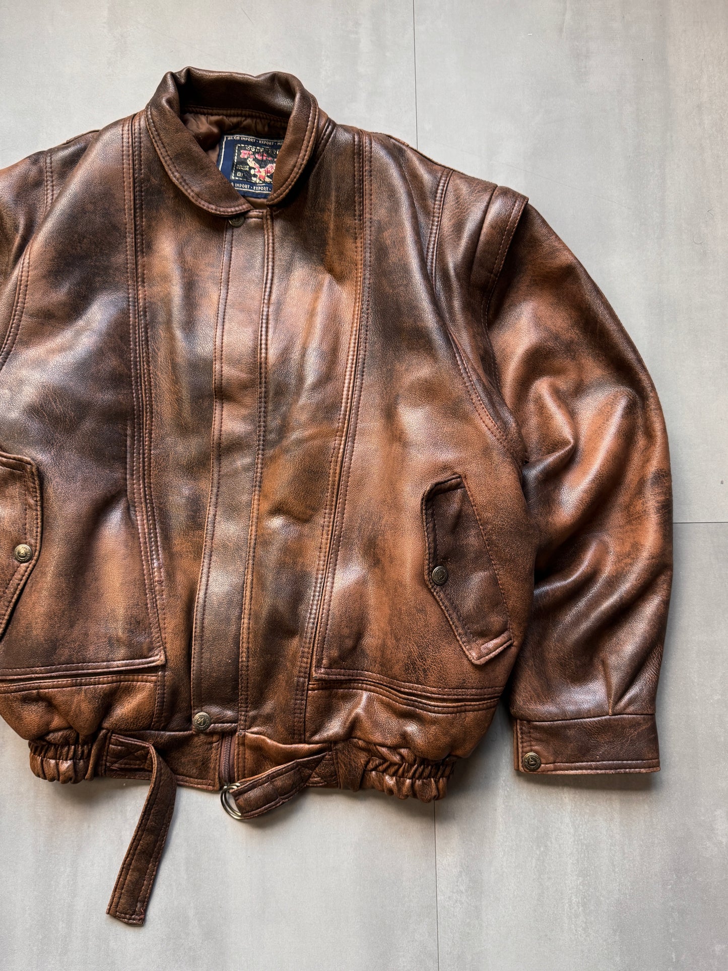 BROWN FAUX LEATHER JACKET - LARGE