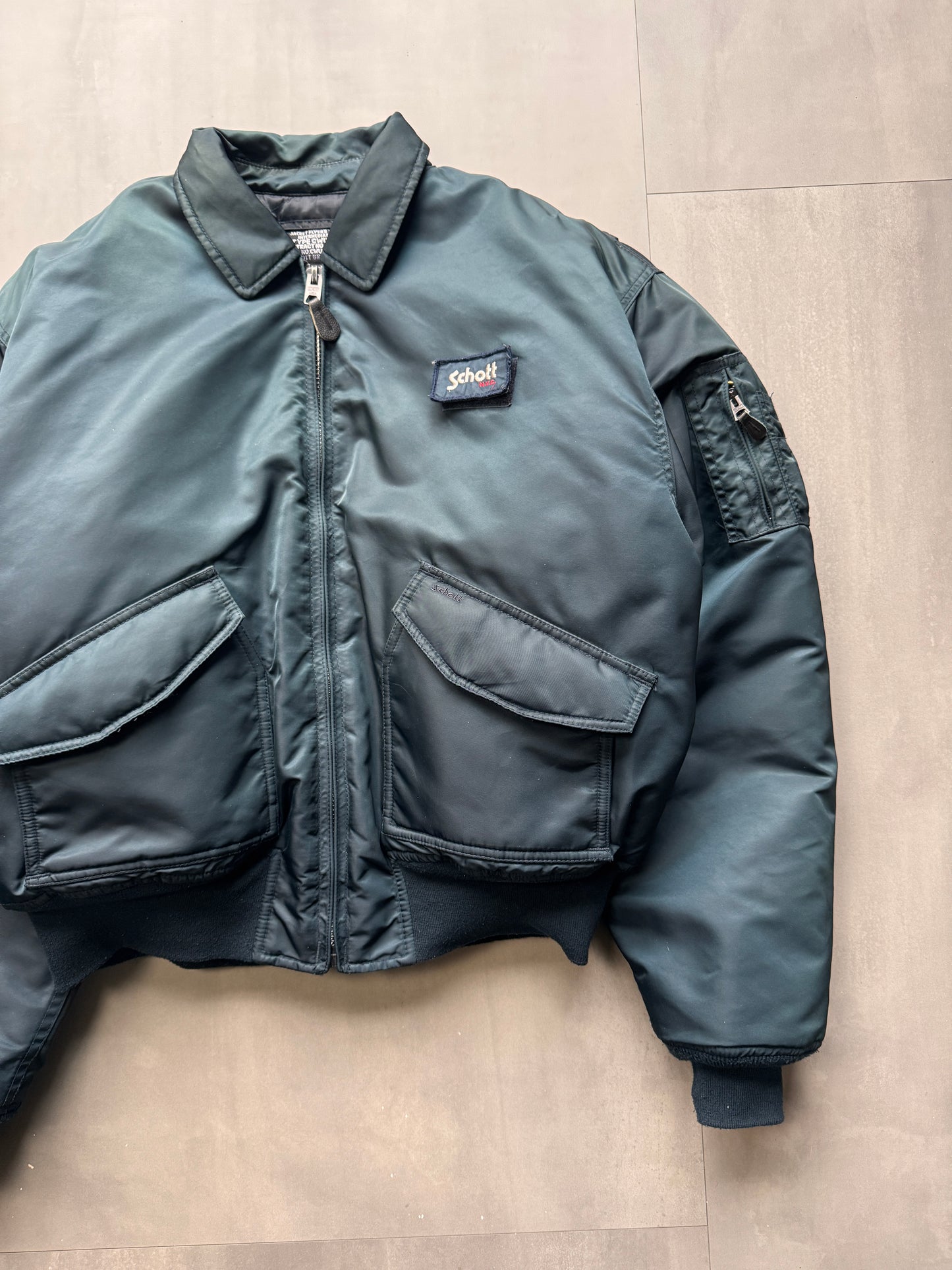 VINTAGE SCHOTT NYC NAVY TYPE CWU-R BOMBER JACKET - XLARGE