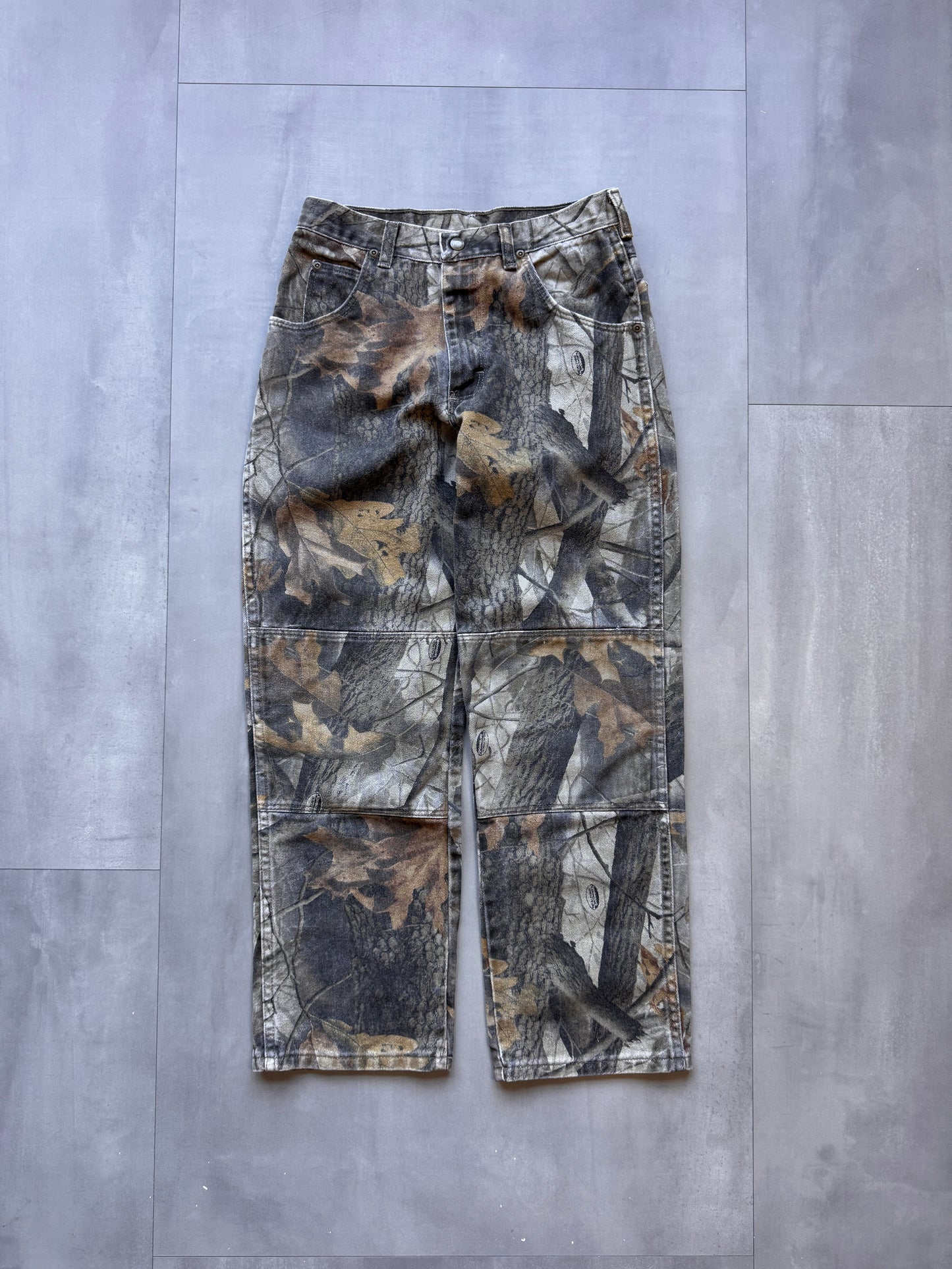 VINTAGE WRANGLER REALTREE FADED CAMO DOUBLE KNEES PANTS - L26