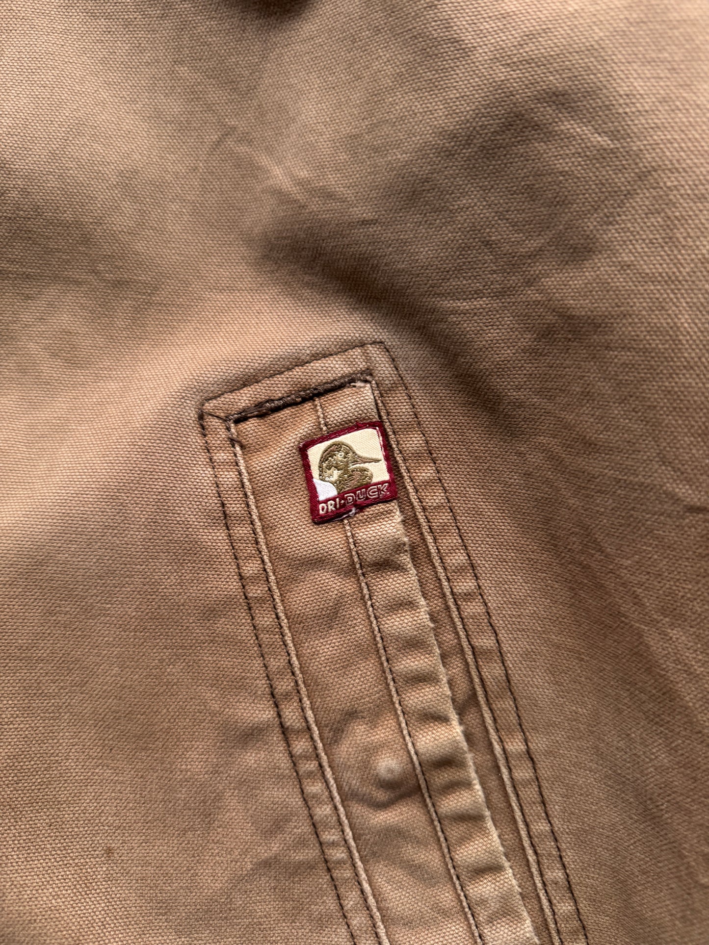 VINTAGE DRI DUCK GOLD SAFETY BROWN BLANKET LINED WORK JACKET - L