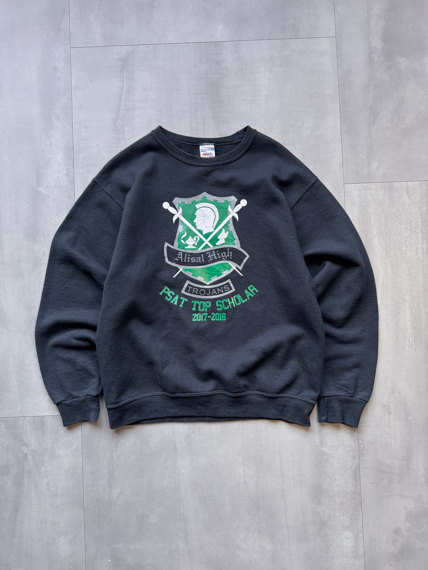 ALISAL HIGH TROJANS BLACK SWEATER - SMALL