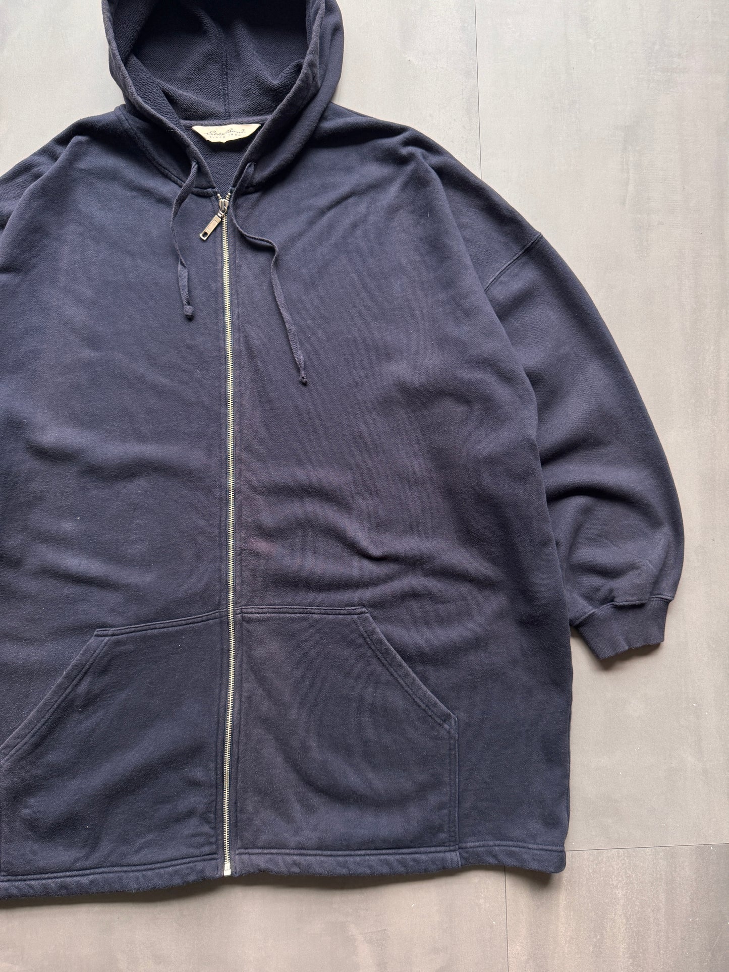 VINTAGE EDDIE BAUER NAVY ZIP UP HOODIE - XXL