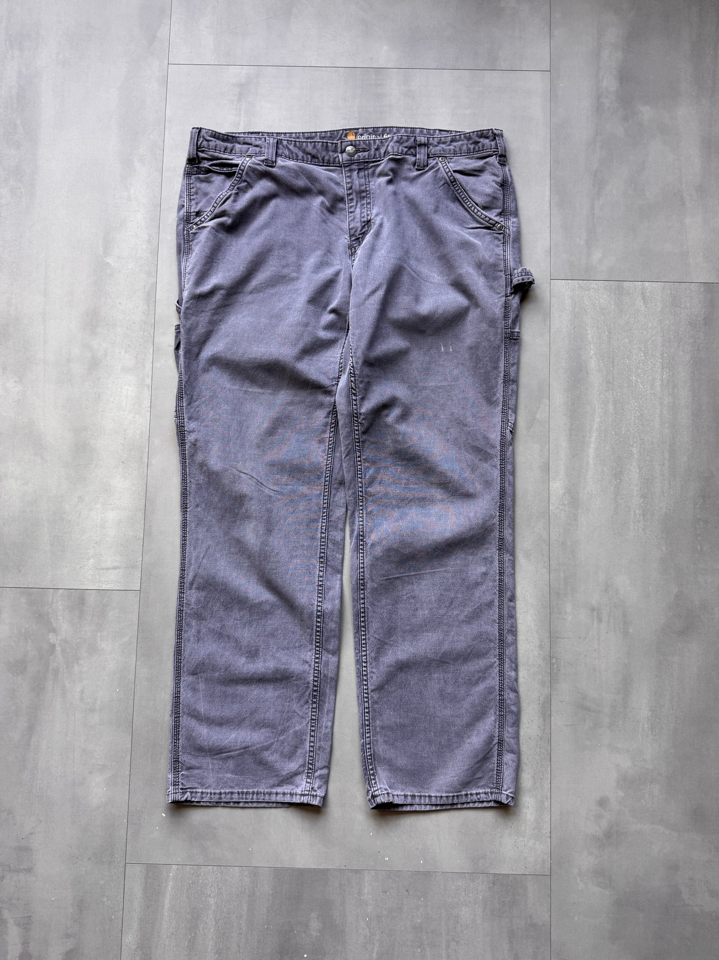 VINTAGE CARHARTT FADED GREY CARPENTER PANTS - 32