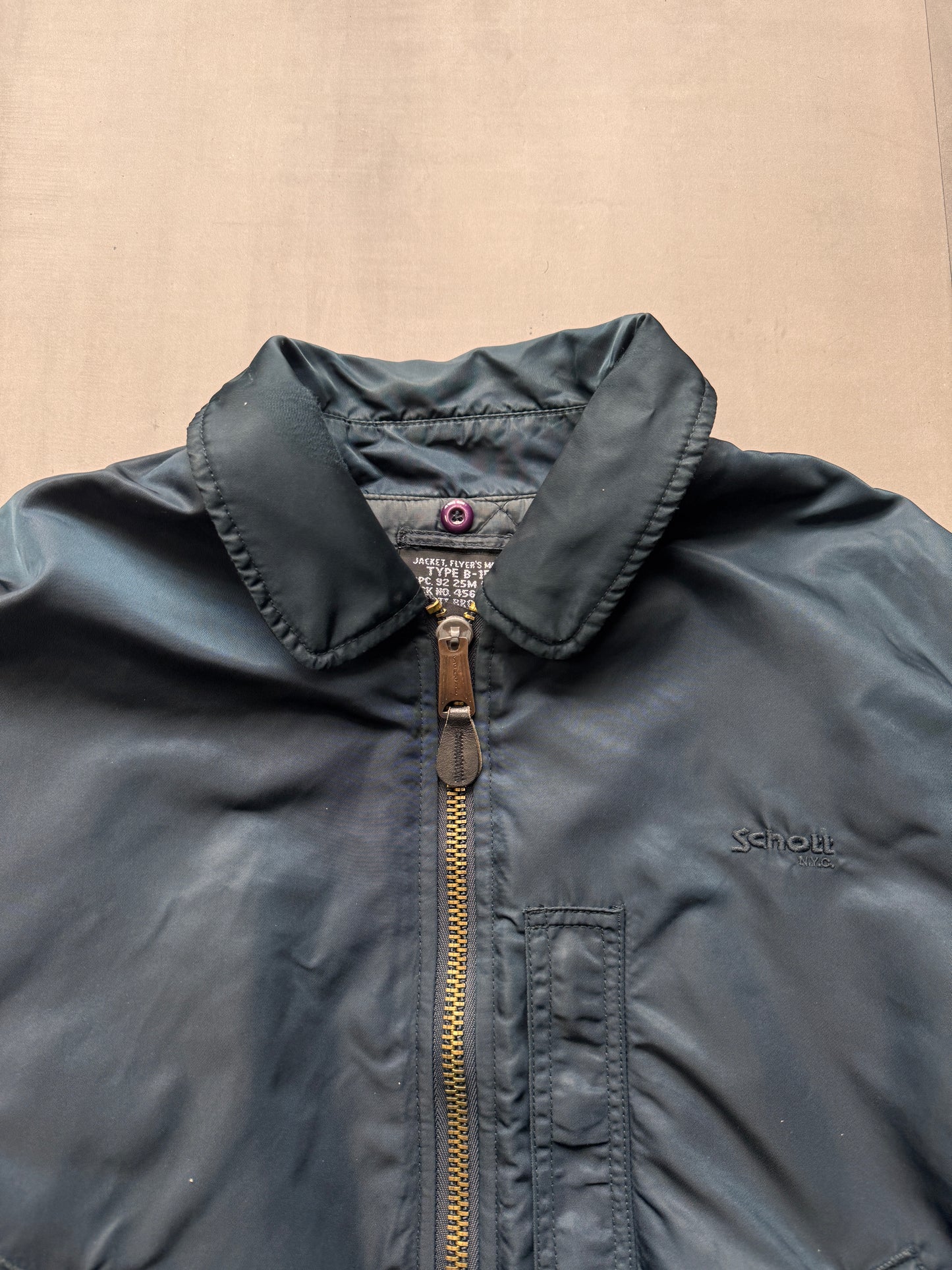 VINTAGE SCHOTT NYC NAVY TYPE B-15 BOMBER JACKET - LARGE