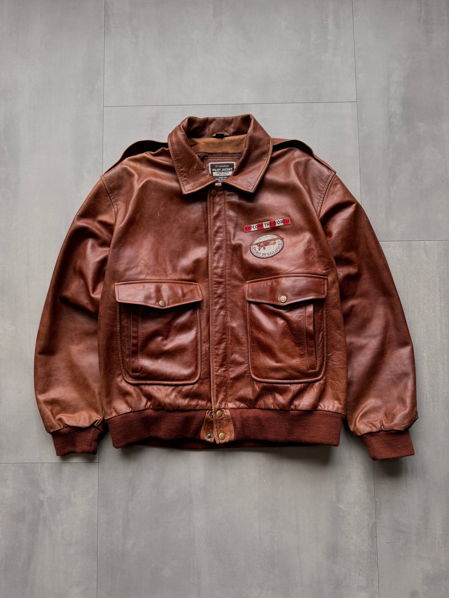 VINTAGE 75TH ANNIVERSARY LEATHER PILOT JACKET - XLARGE
