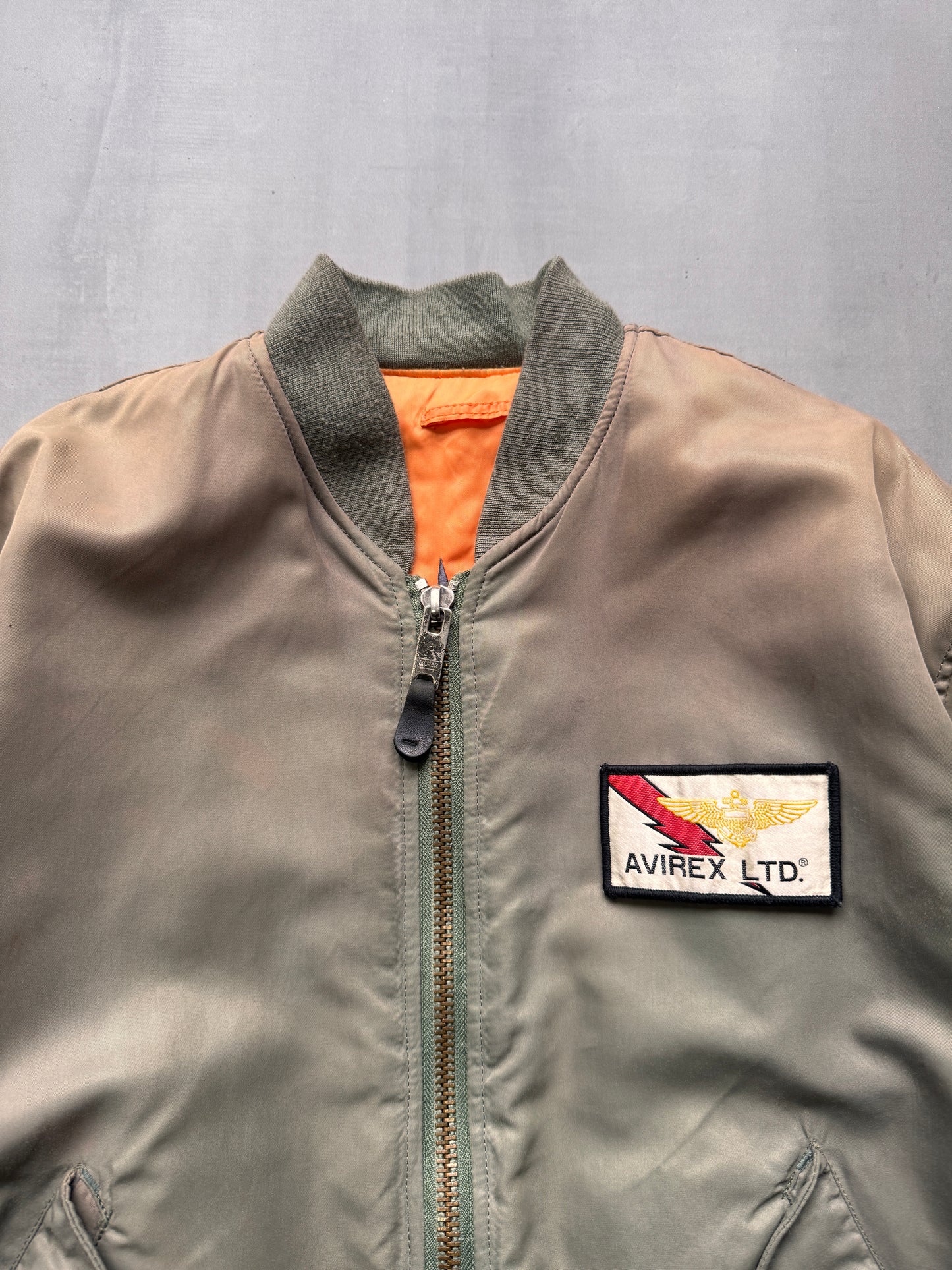 VINTAGE AVIREX LTD. GREEN M1 BOMBER JACKET - LARGE