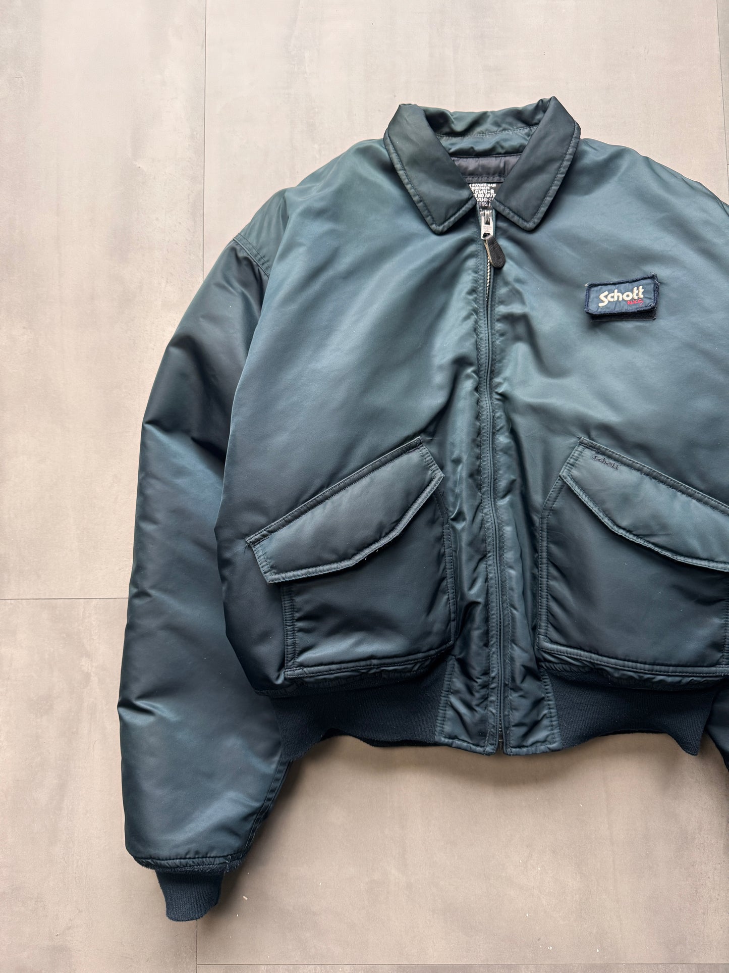 VINTAGE SCHOTT NYC NAVY TYPE CWU-R BOMBER JACKET - XLARGE