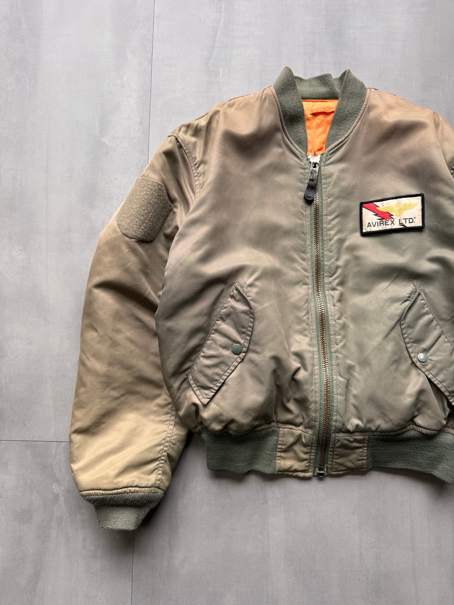 VINTAGE AVIREX LTD. GREEN M1 BOMBER JACKET - LARGE