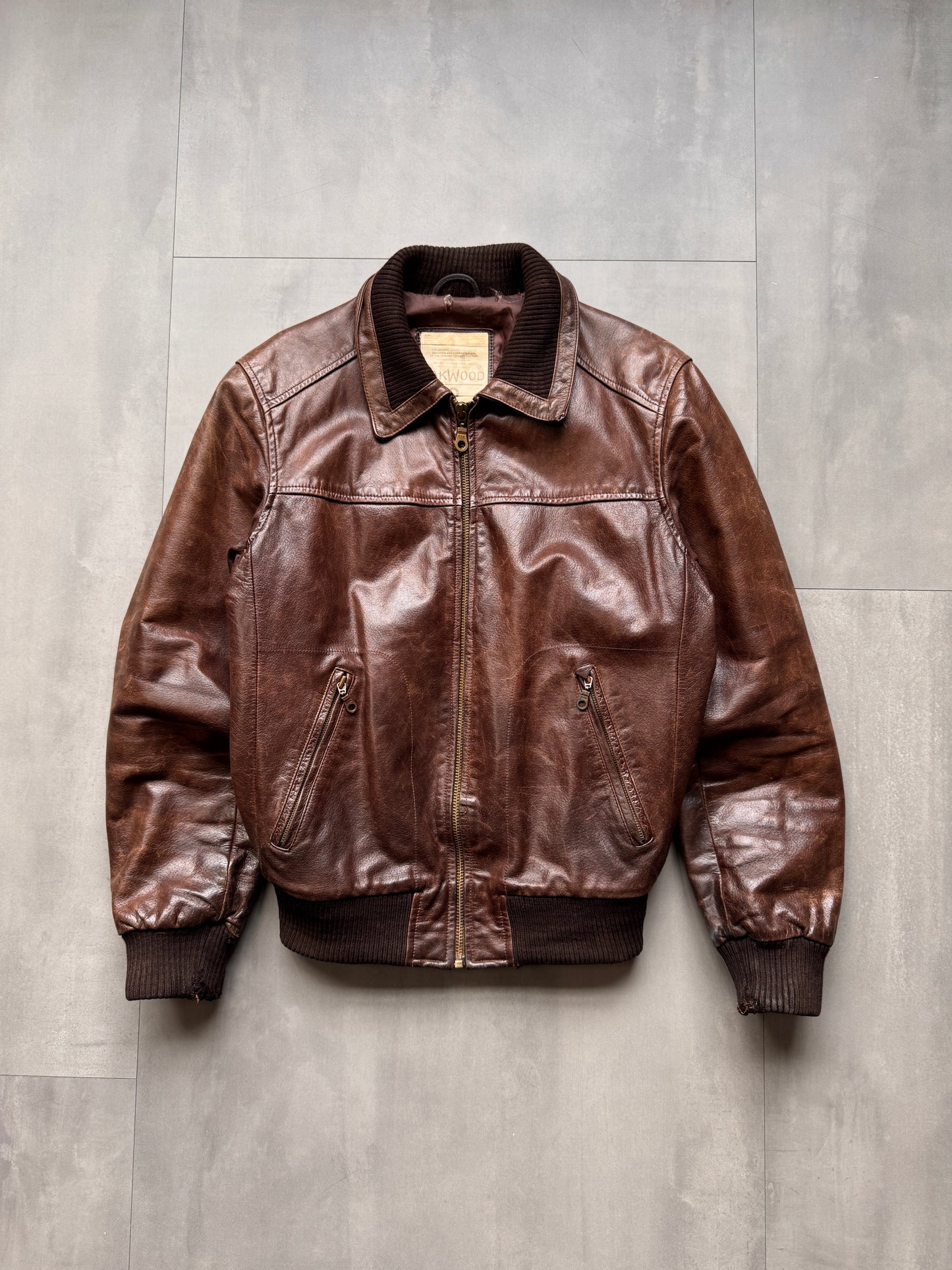 VINTAGE OAKWOOD BROWN LEATHER JACKET - MEDIUM