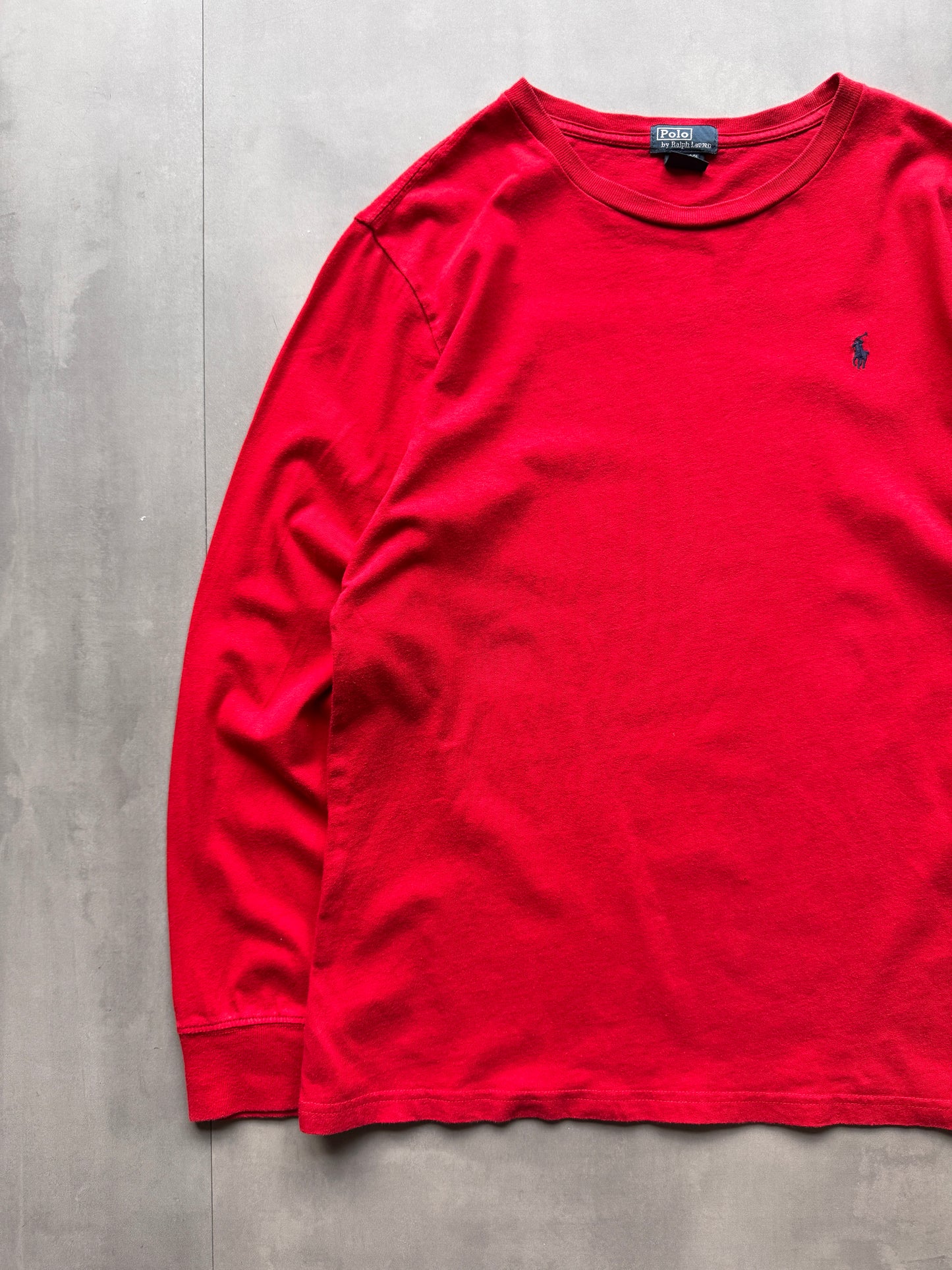 VINTAGE RALPH LAUREN RED LONGSLEEVE TEE - S