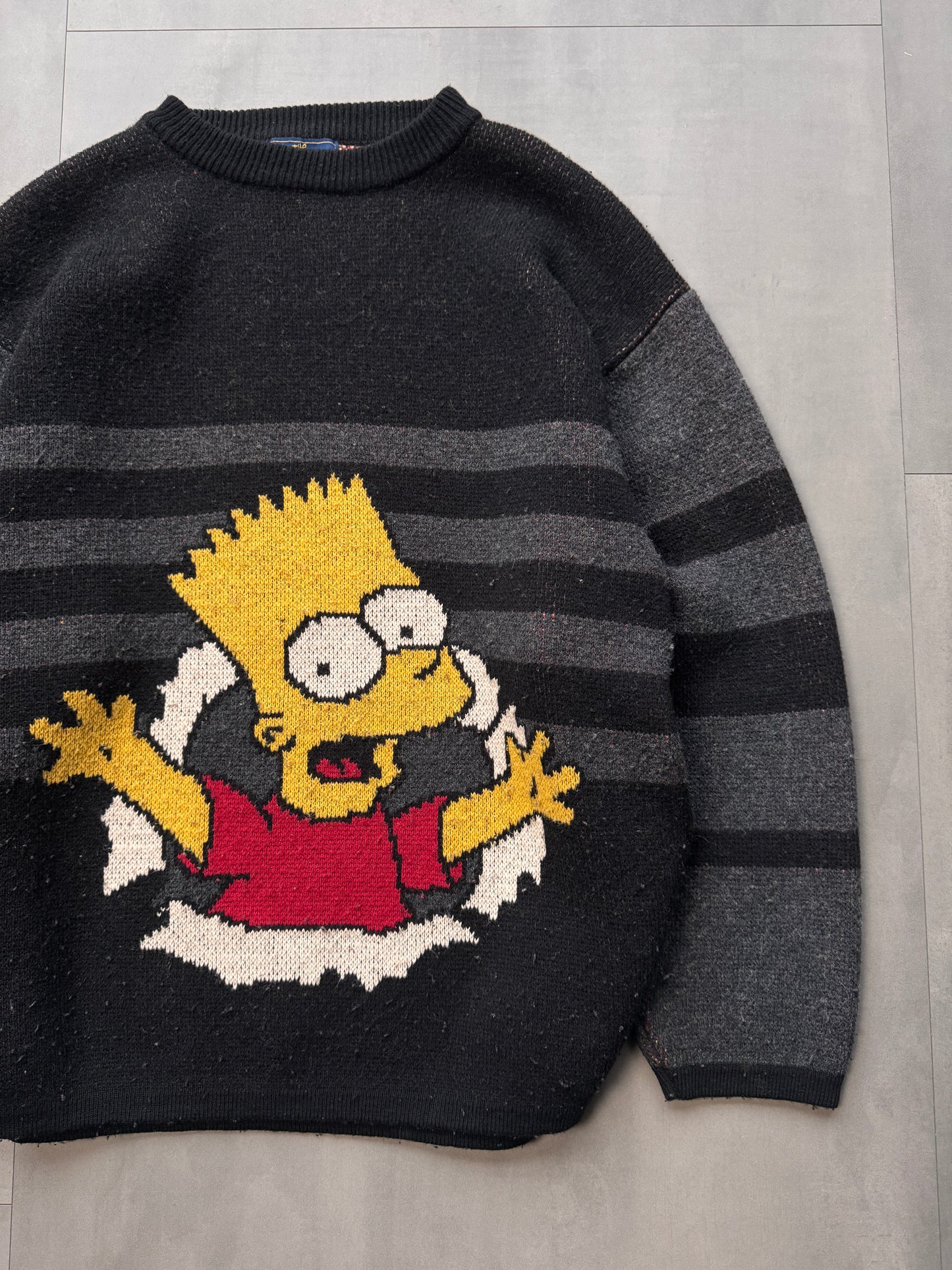 VINTAGE BART SIMPSON BLACK KNIT SWEATER - LARGE