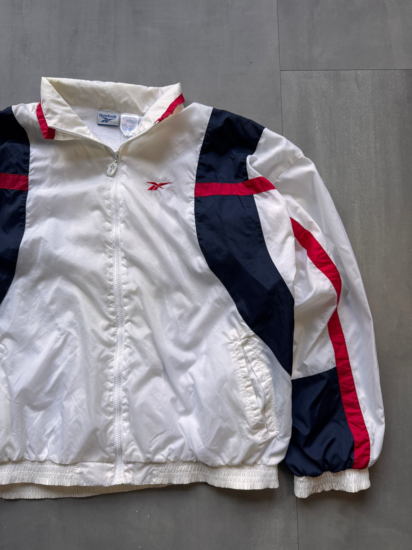 VINTAGE REEBOK WHITE TRACK JACKET - XL