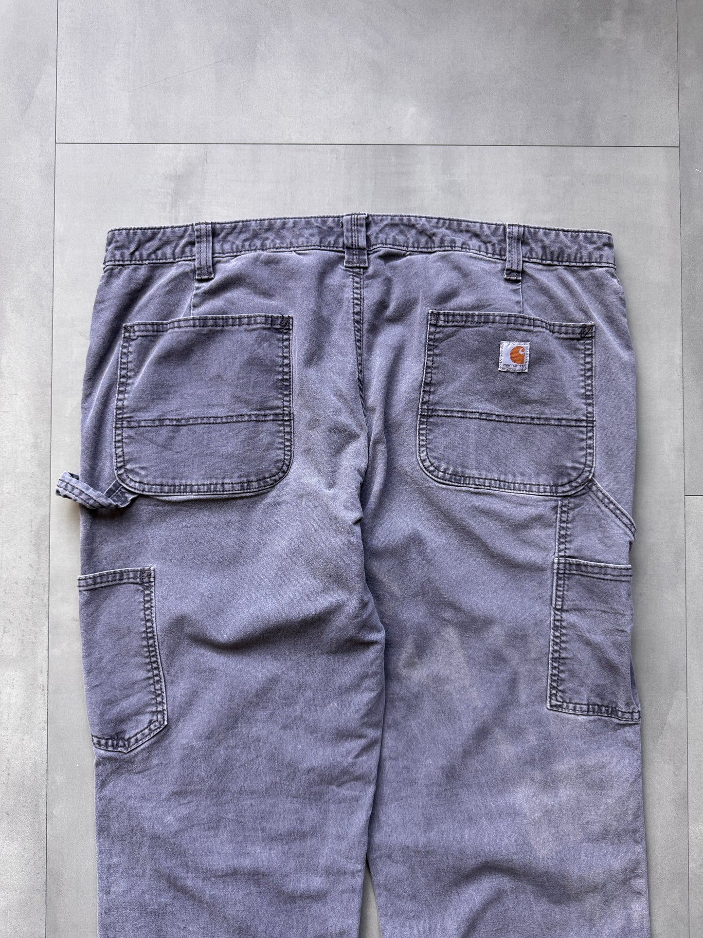 VINTAGE CARHARTT FADED GREY CARPENTER PANTS - 32