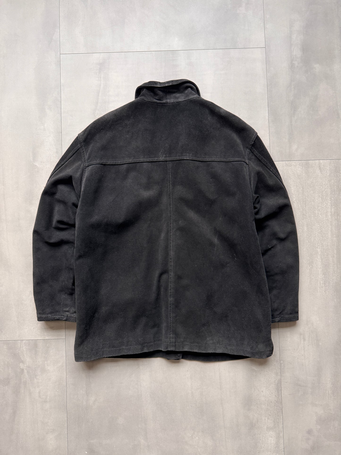VINTAGE BLACK SUEDE LEATHER JACKET - MEDIUM