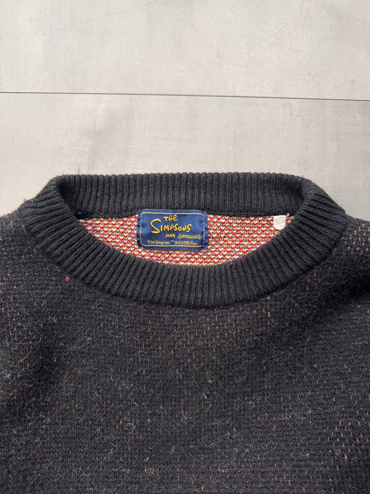 VINTAGE BART SIMPSON BLACK KNIT SWEATER - LARGE