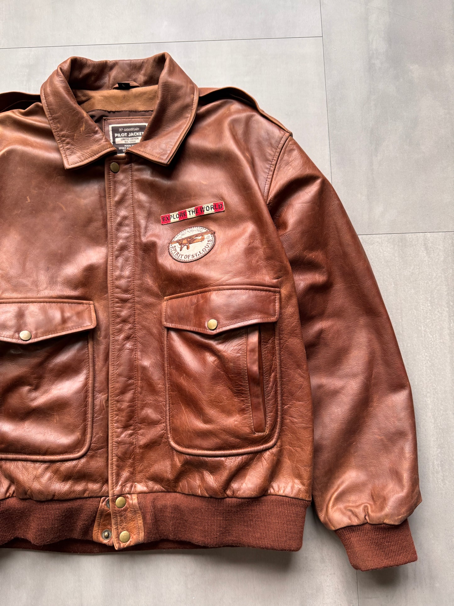 VINTAGE 75TH ANNIVERSARY LEATHER PILOT JACKET - XLARGE