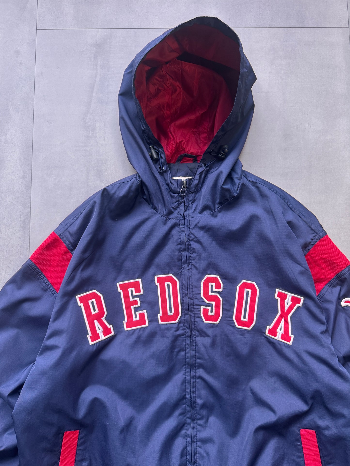 VINTAGE MLB BOSTON RED SOX HOODED TRACK JACKET - L