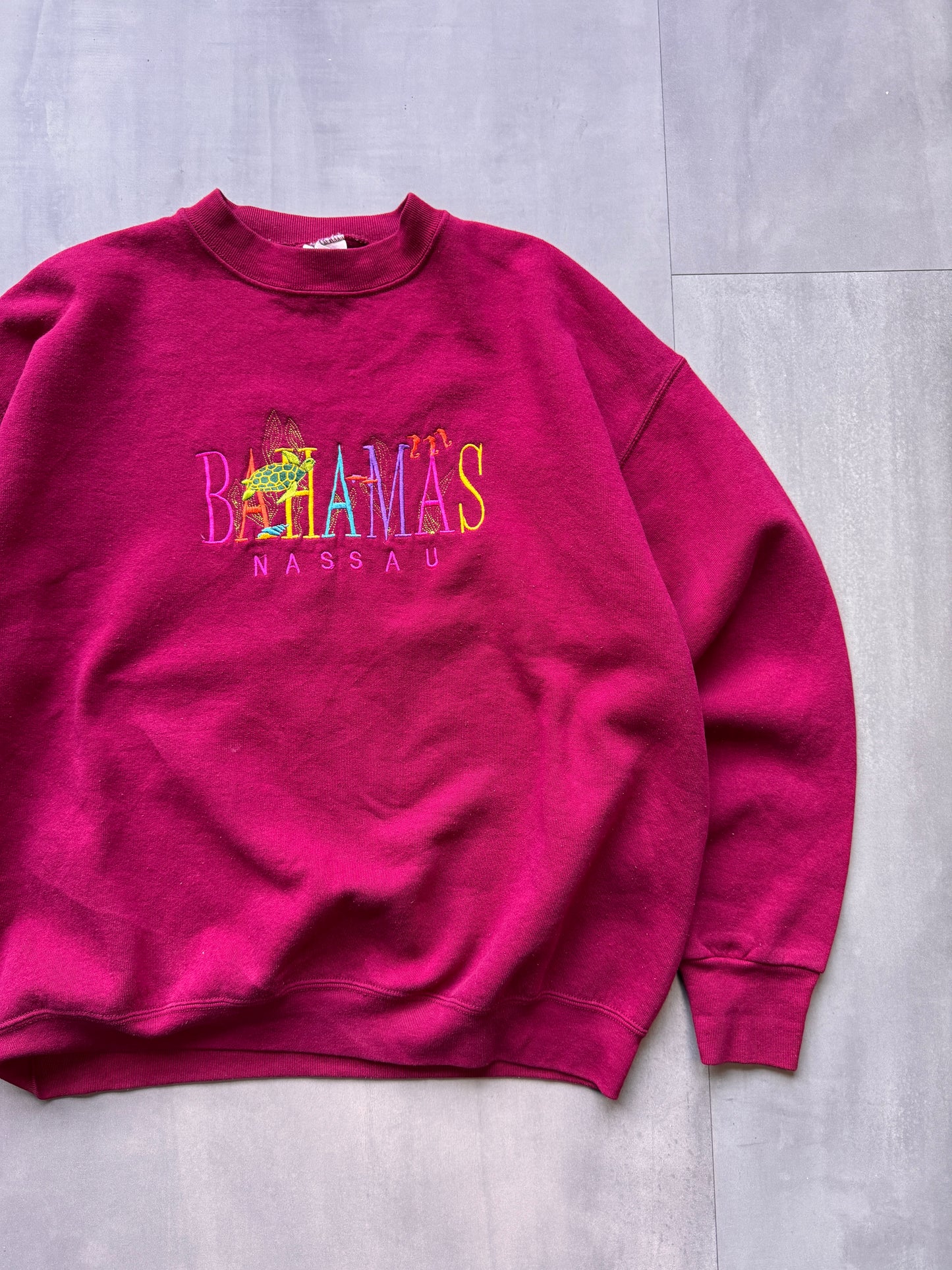 VINTAGE BAHAMAS NASSAU MAROON SWEATER - LARGE