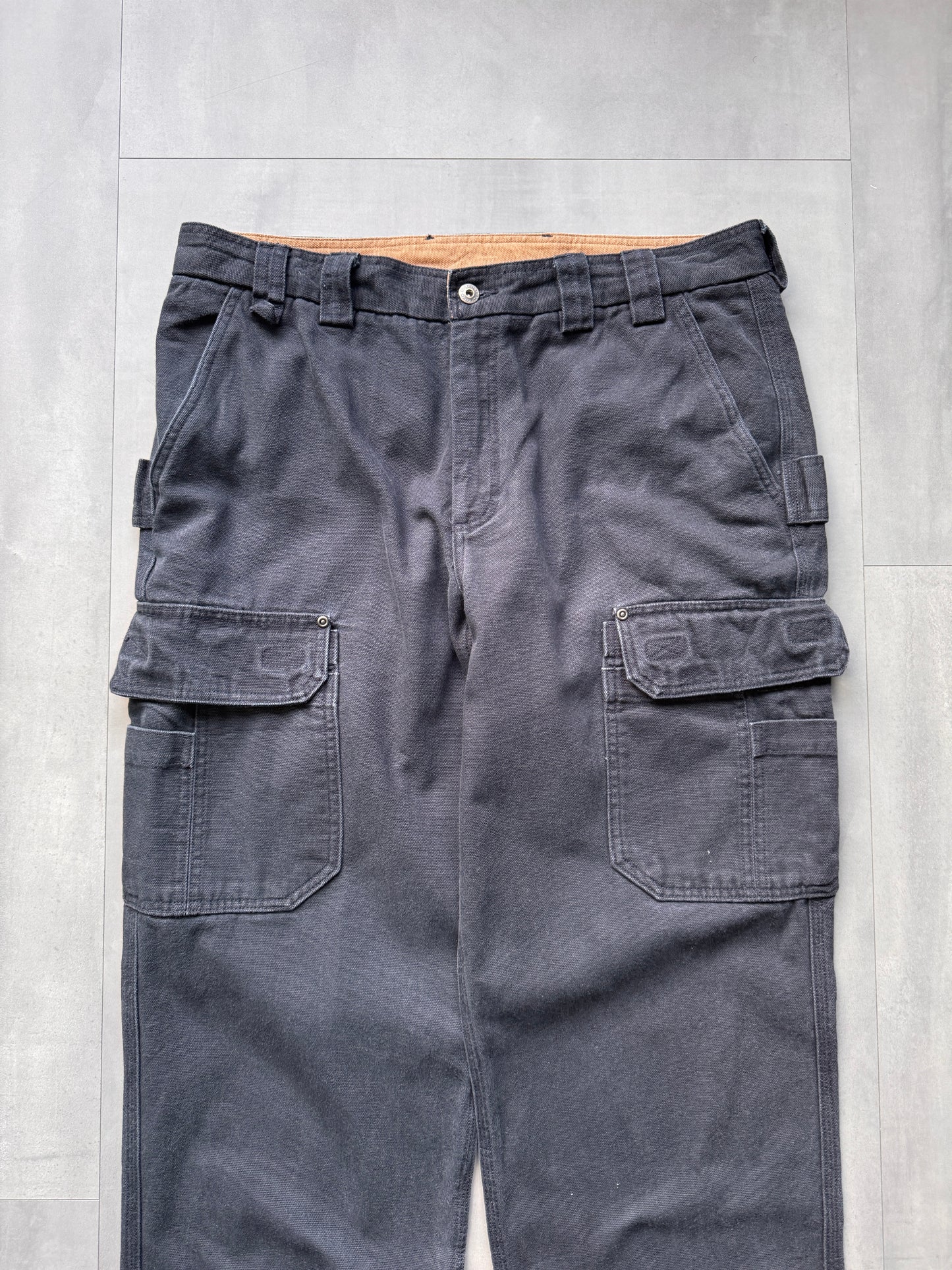 VINTAGE DULUTH BLACK CARGO CARPENTER PANTS - 36