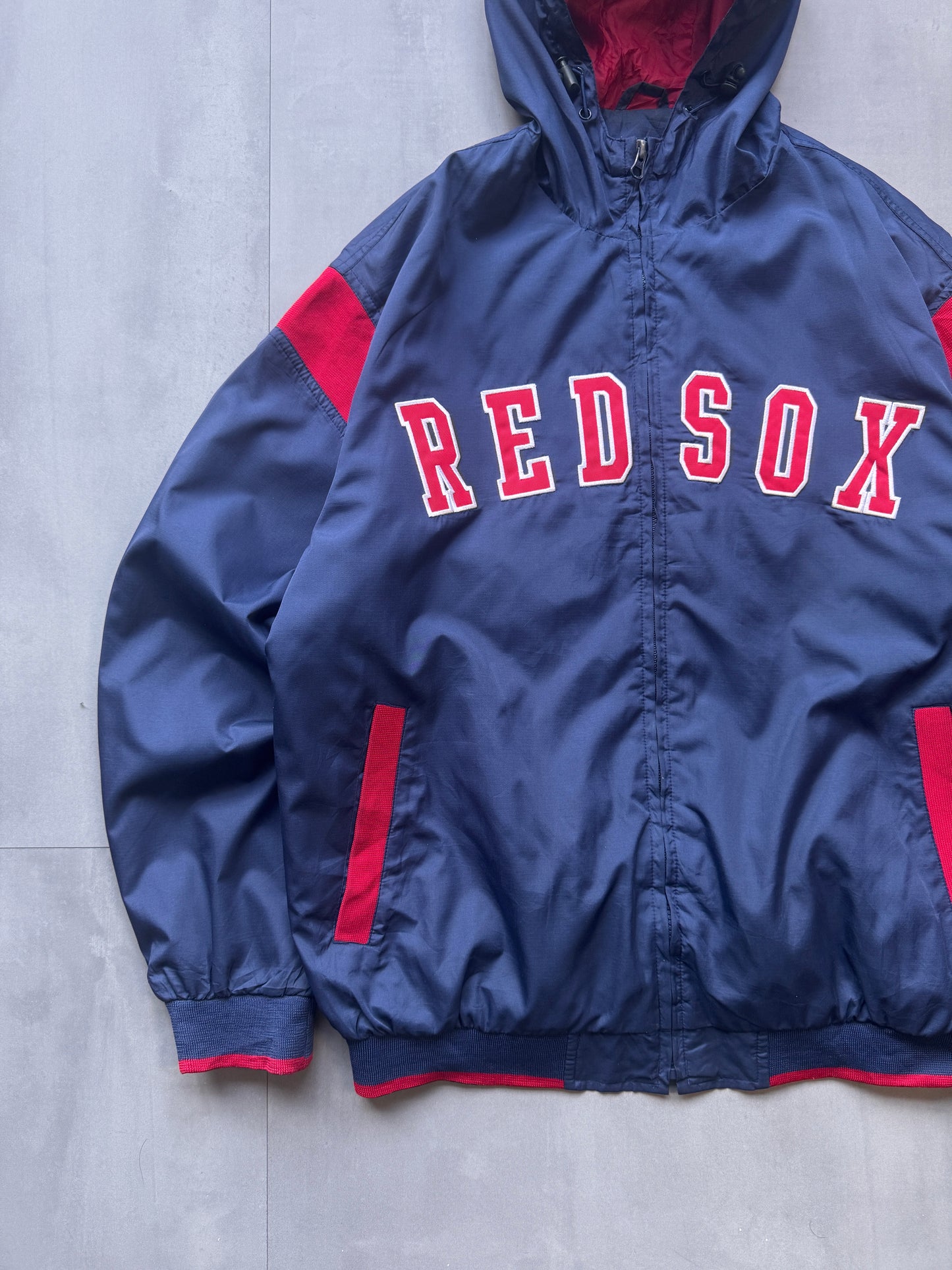 VINTAGE MLB BOSTON RED SOX HOODED TRACK JACKET - L