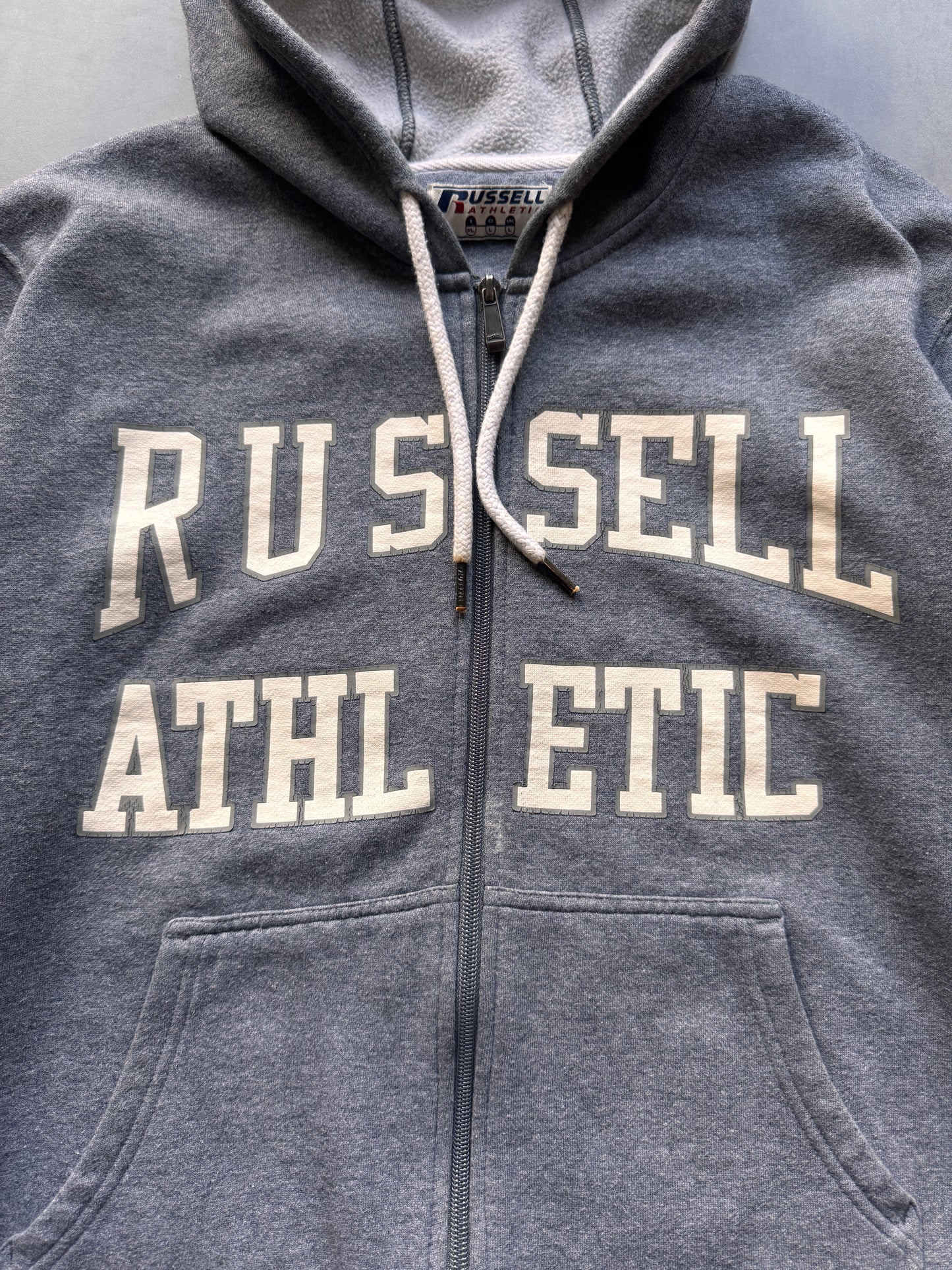 VINTAGE RUSSELL ATHLETIC GREY ZIP UP HOODIE - L
