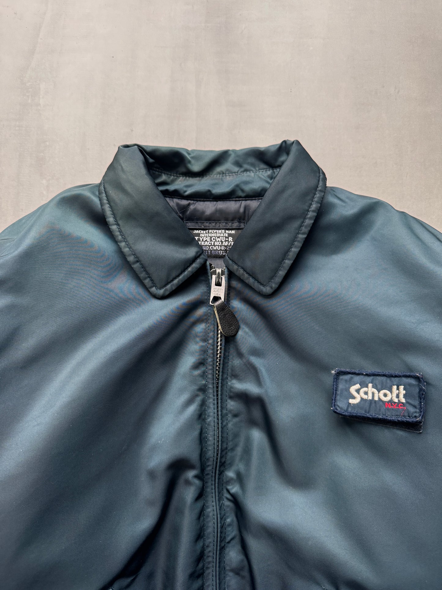VINTAGE SCHOTT NYC NAVY TYPE CWU-R BOMBER JACKET - XLARGE