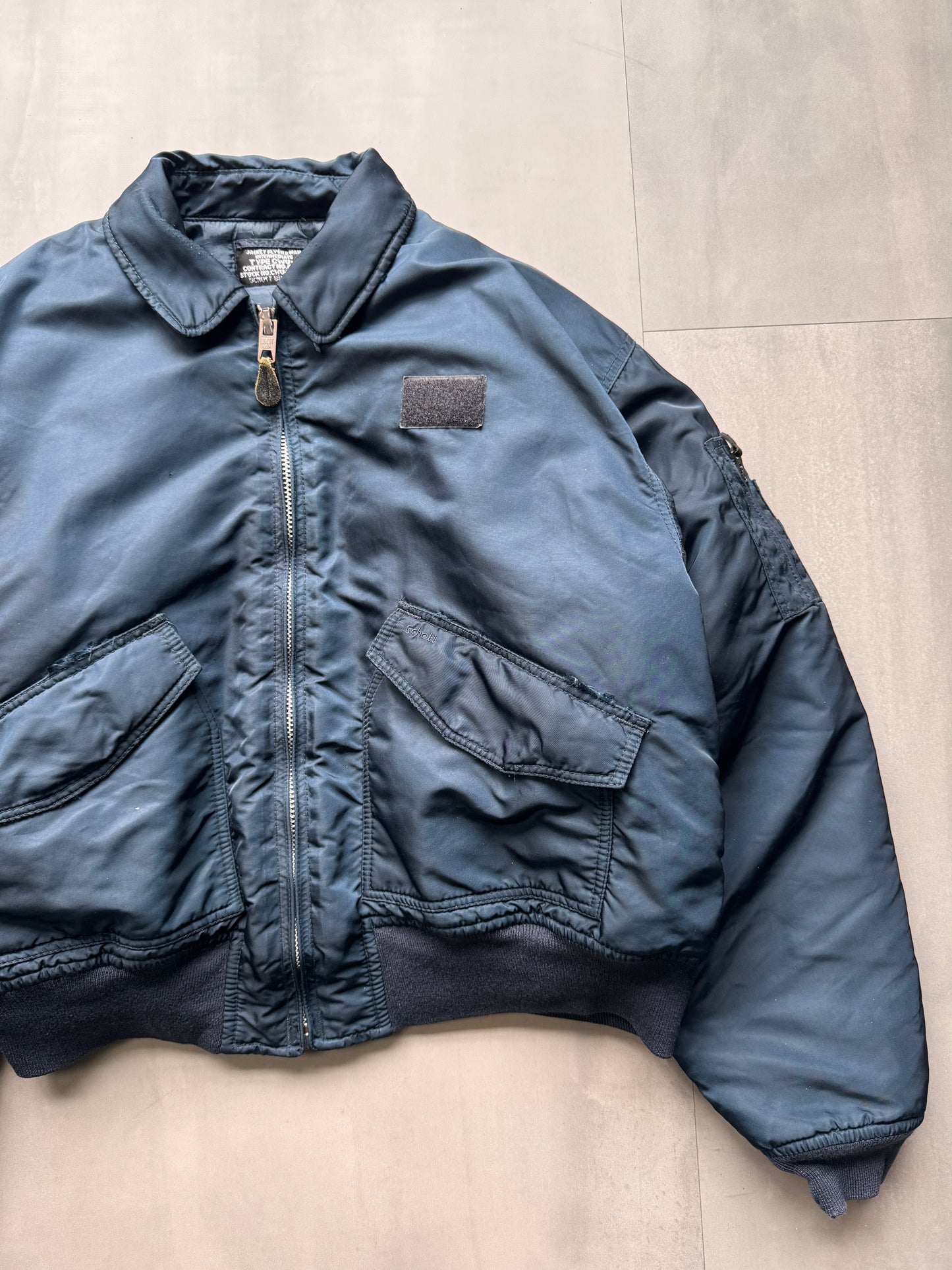VINTAGE SCHOTT NYC NAVY TYPE CWU-R BOMBER JACKET - XLARGE