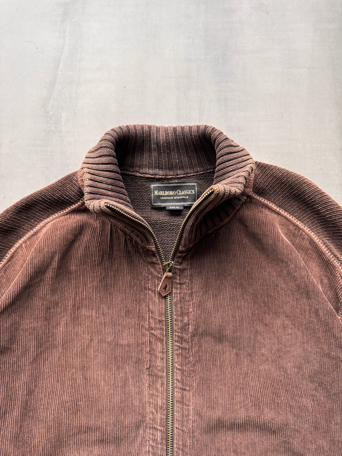 VINTAGE MARLBORO CLASSICS BROWN KNIT JUMPER - LARGE