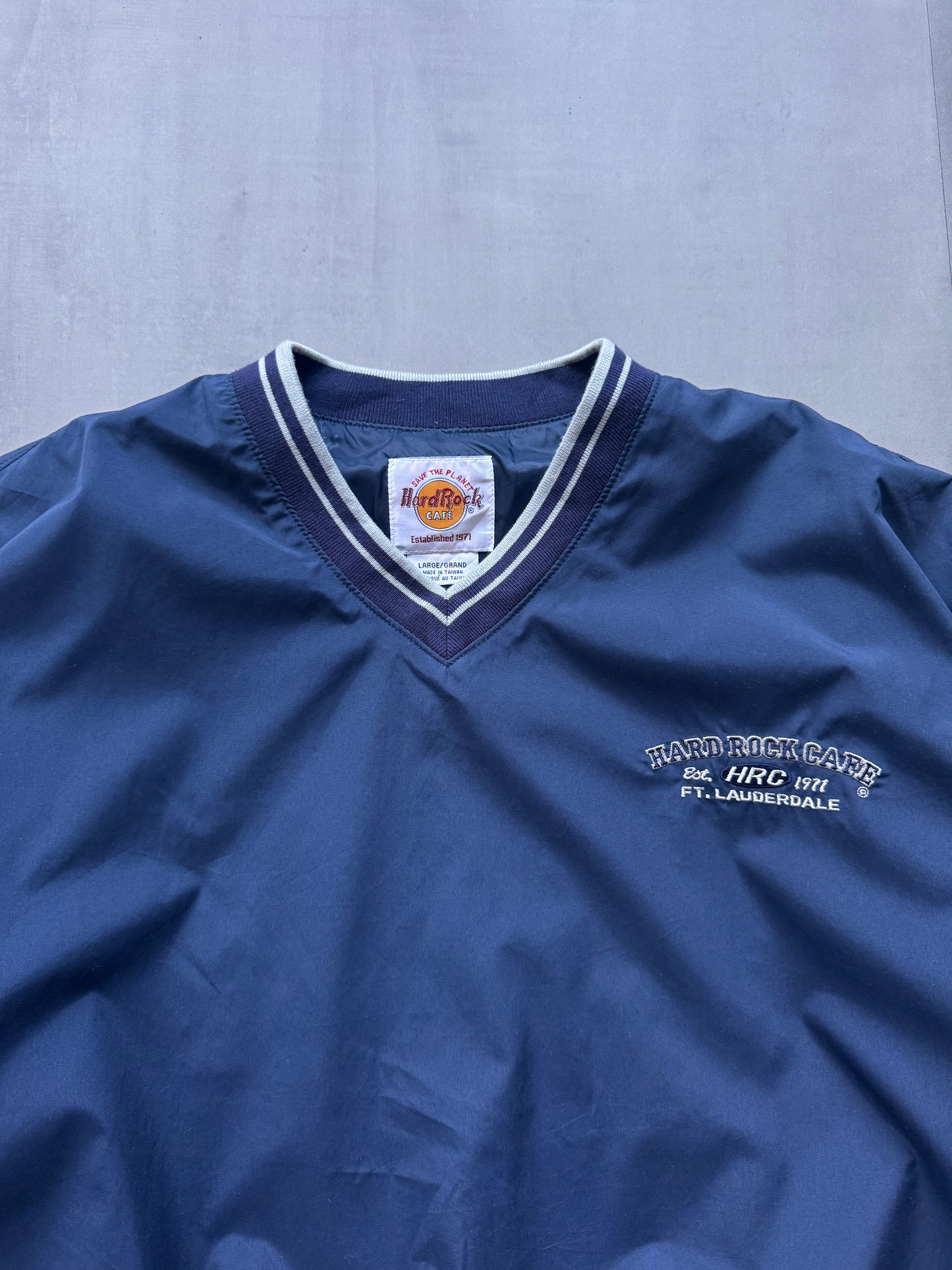 VINTAGE HARD ROCK CAFE FORT LAUDERDALE NAVY WINDBREAKER - XL