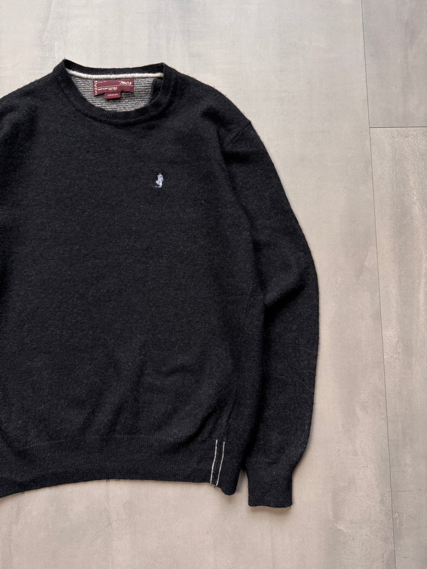 VINTAGE MARLBORO CLASSICS BLACK SWEATER - SMALL