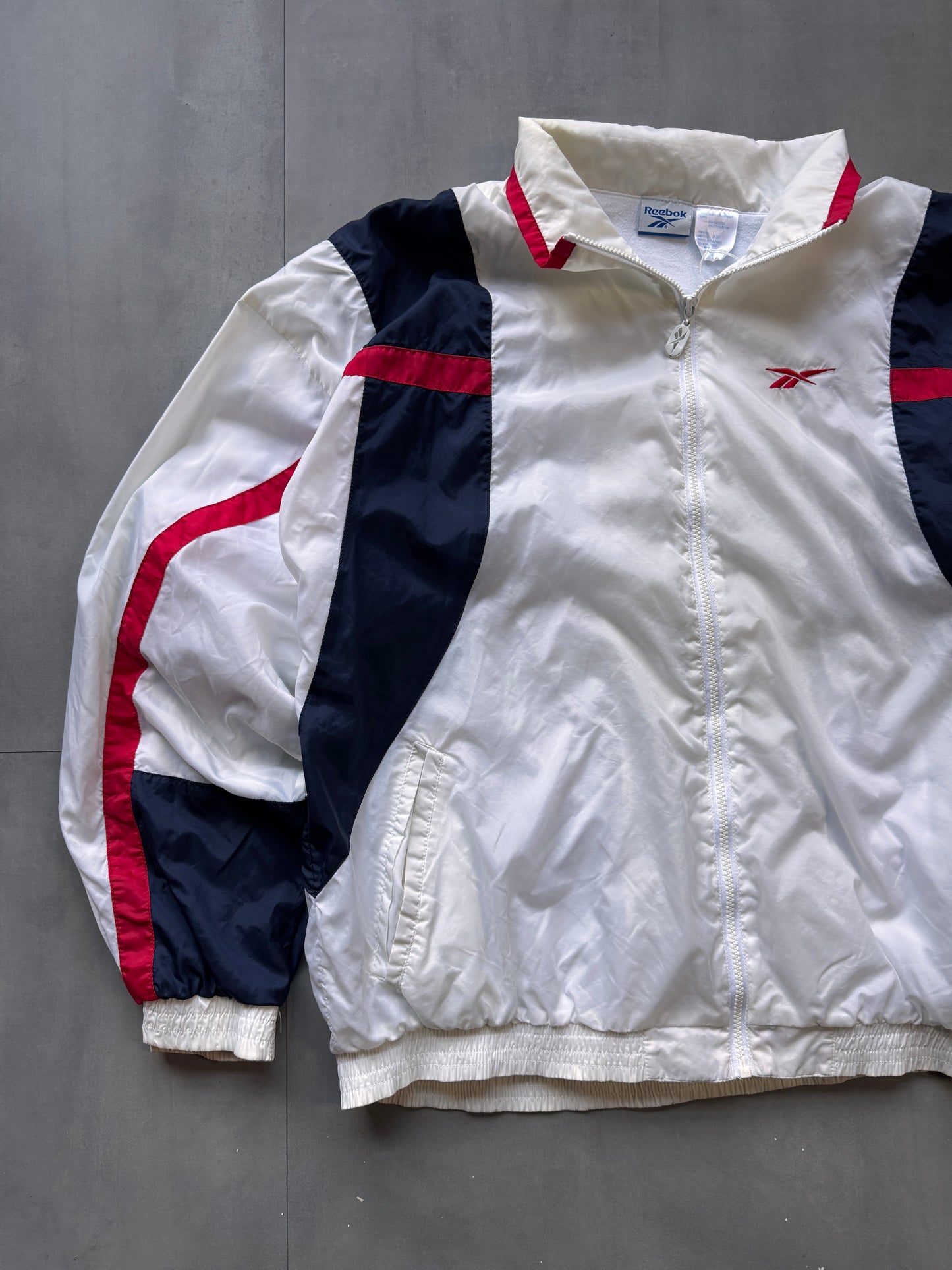 VINTAGE REEBOK WHITE TRACK JACKET - XL