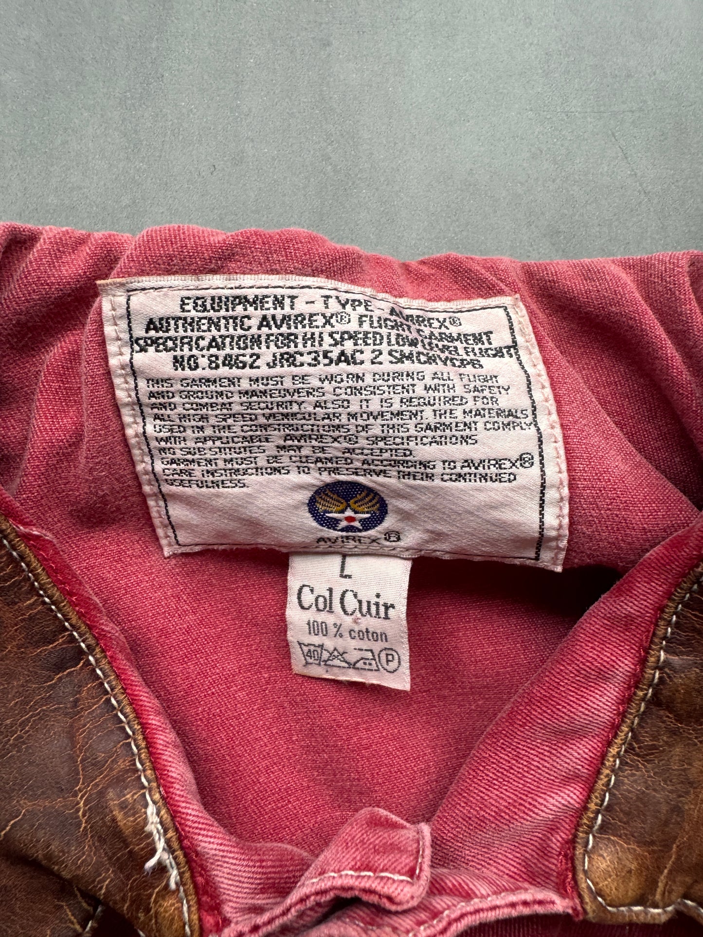 VINTAGE AVIREX FADED RED TRUCKER JACKET - M