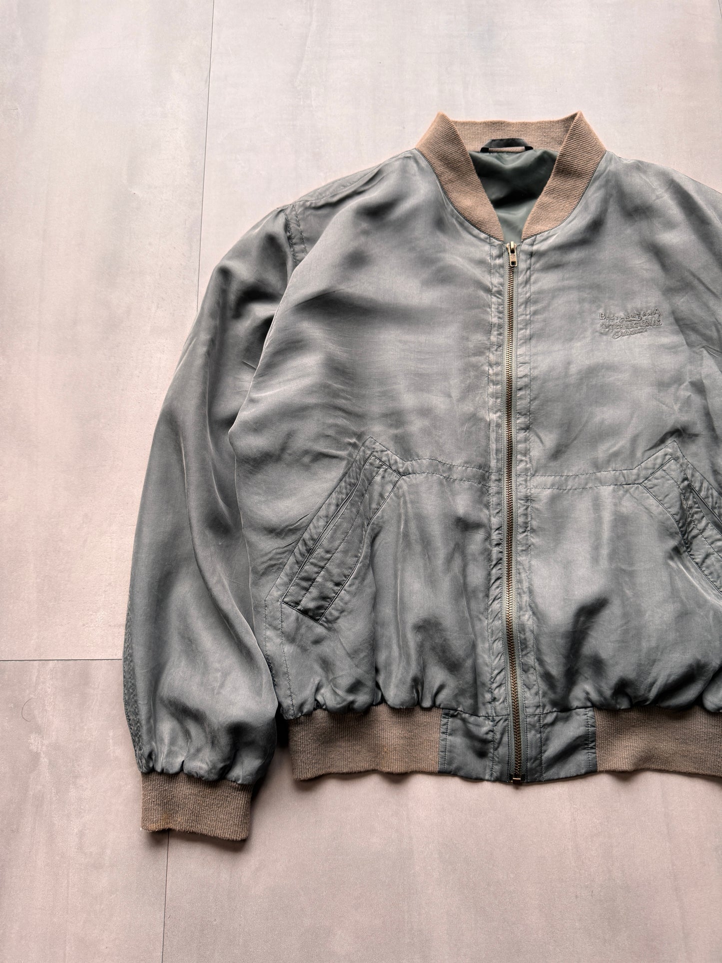 VINTAGE LIGHTWEIGHT SILK BOMBER JACKET - LARGE