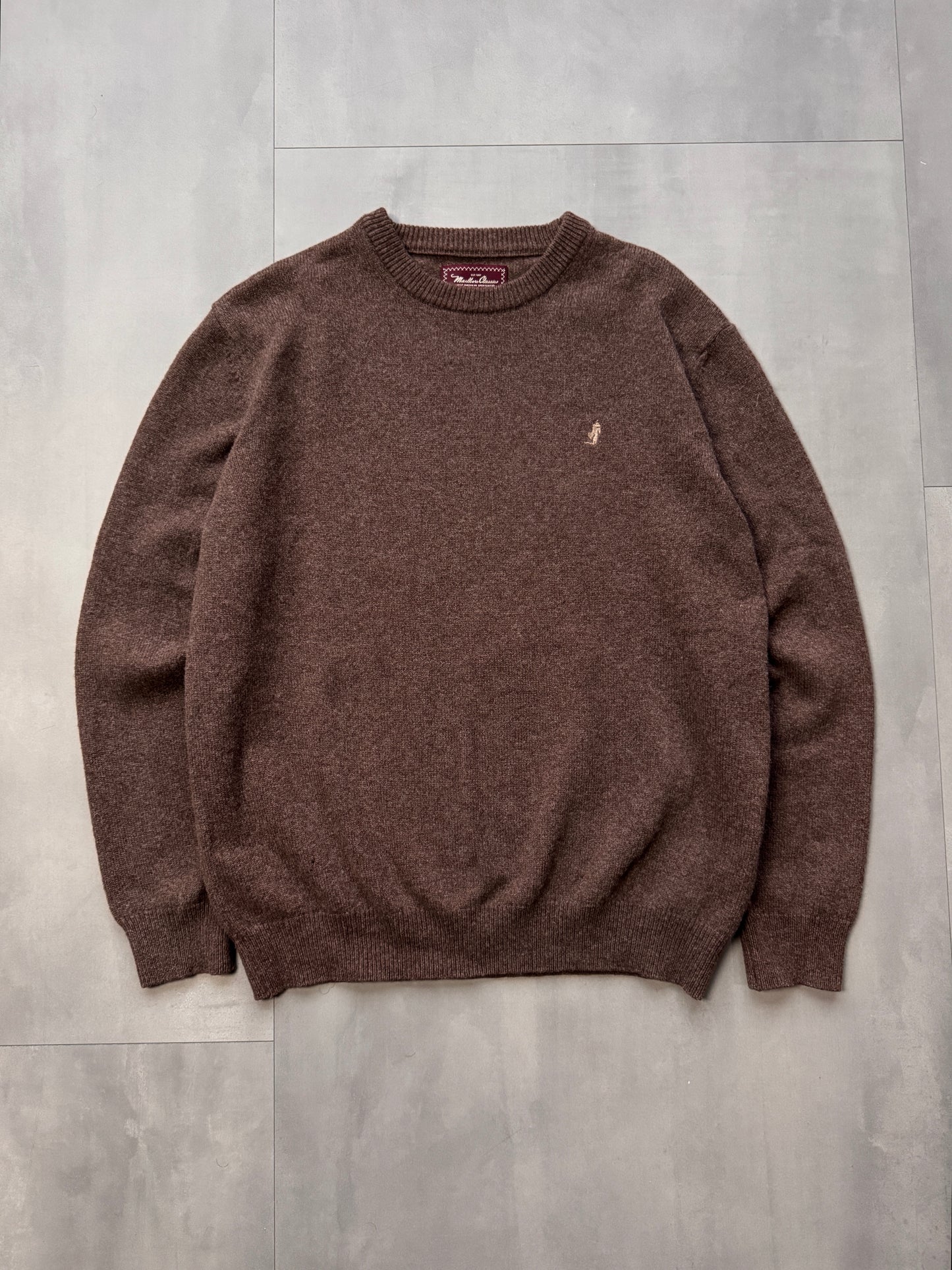 VINTAGE MARLBORO BROWN KNIT SWEATER - LARGE